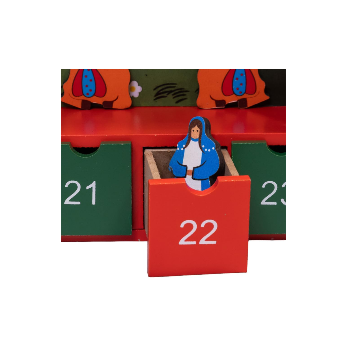 Kurt Adler Wooden Advent Calendar, Nativity Scene, 14in