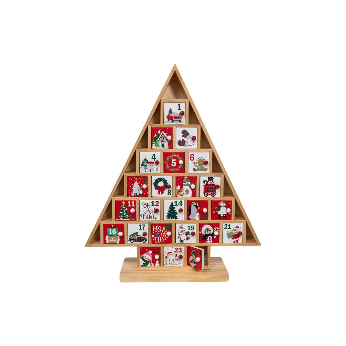 Kurt Adler Wooden Christmas Tree Advent Calendar, 15in