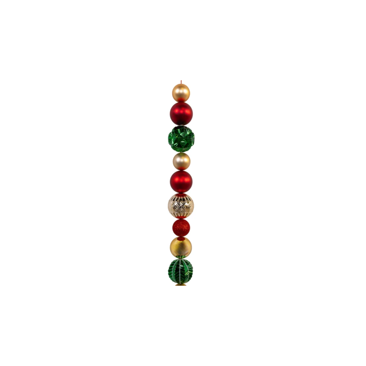 Kurt Adler Christmas Decoration, Beaded Ball Garland, Red, Gold & Green, 6ft