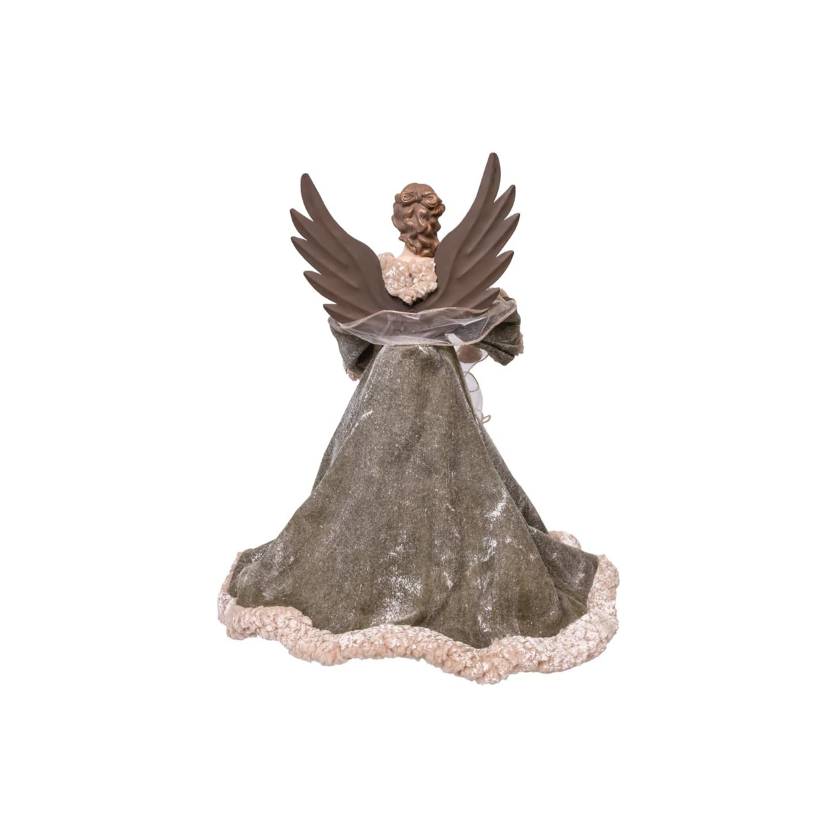 Kurt Adler Christmas Tree Topper, Angel, Green & Ivory, 17in