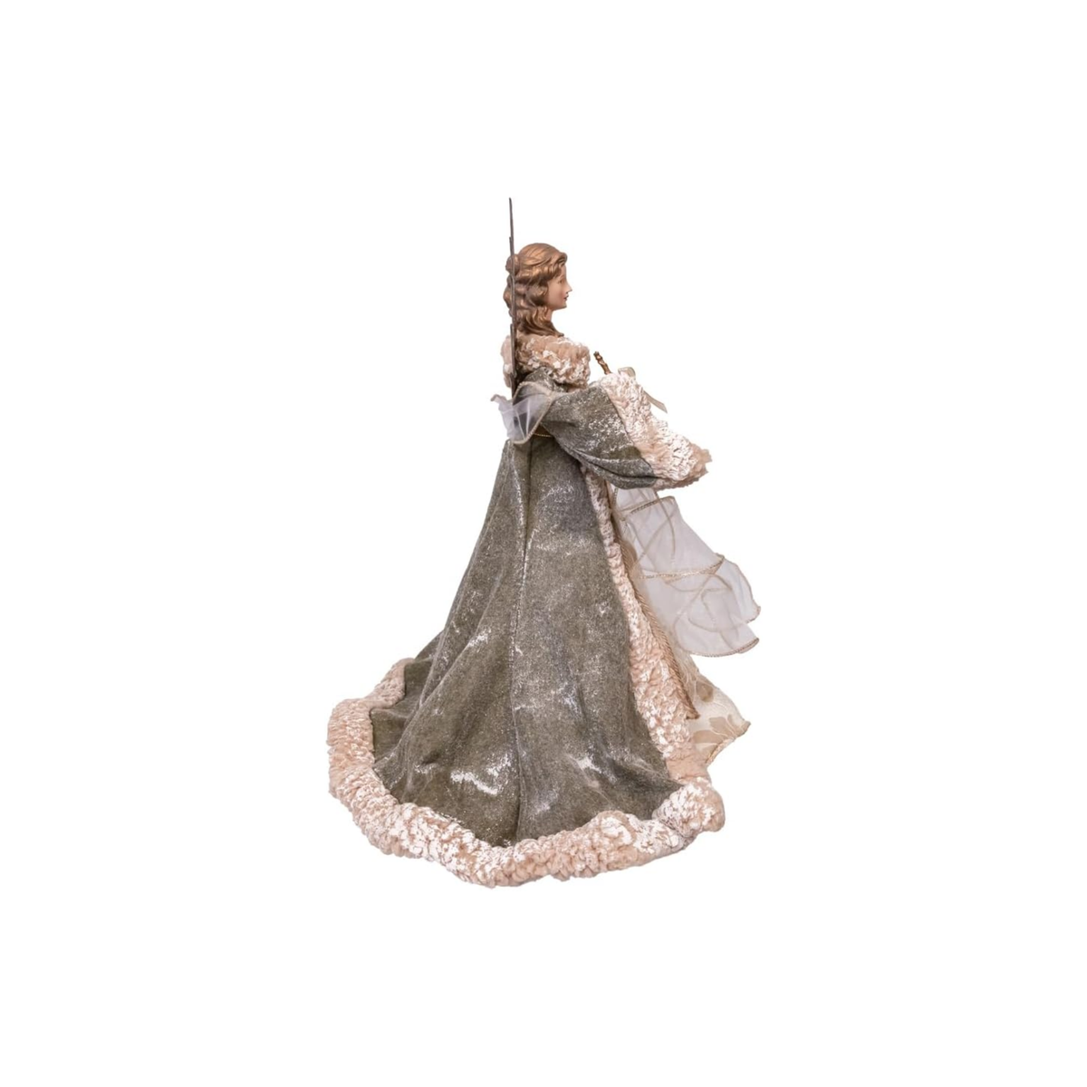 Kurt Adler Christmas Tree Topper, Angel, Green & Ivory, 17in