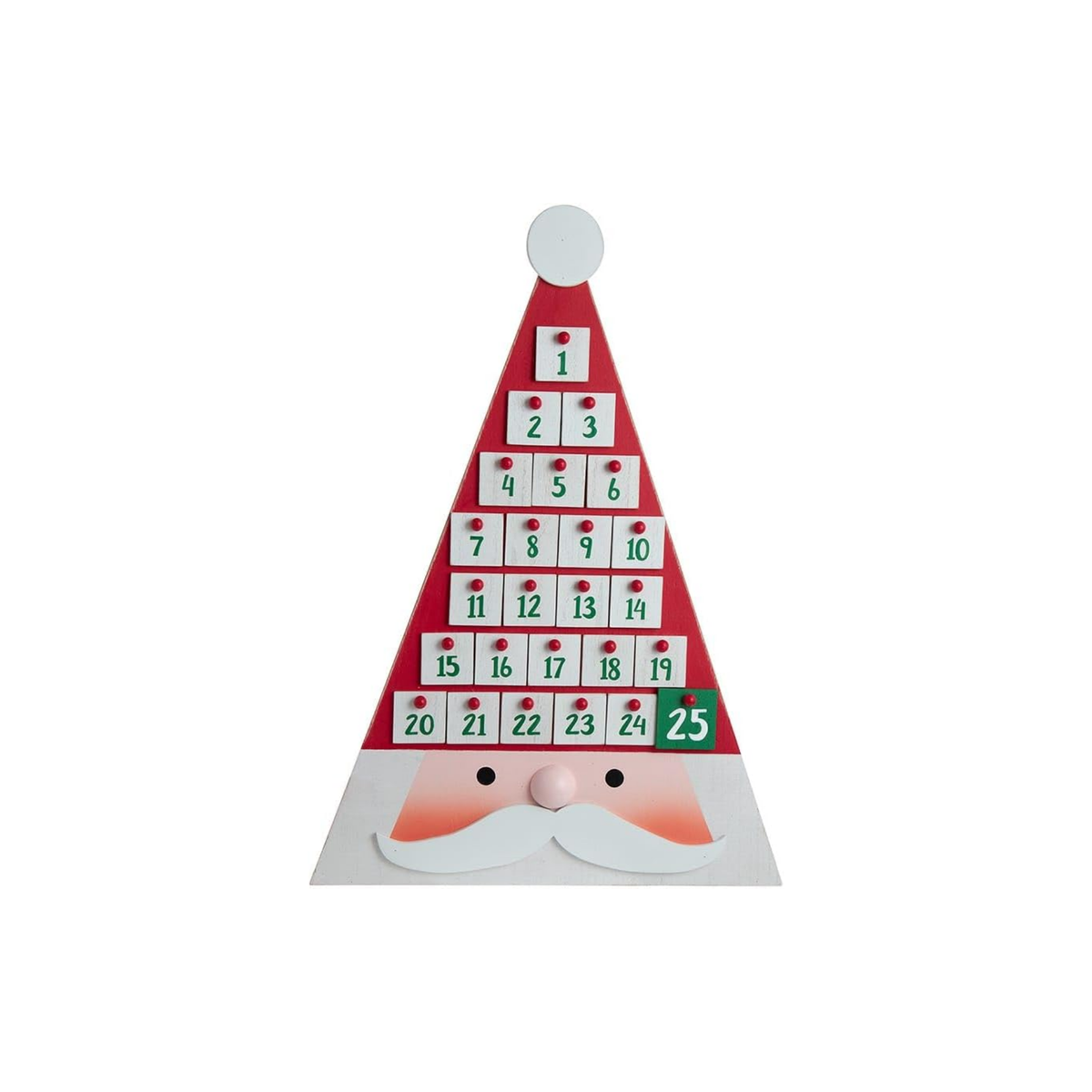 Kurt Adler Wooden Triangle Christmas Advent Calendar, Santa Head