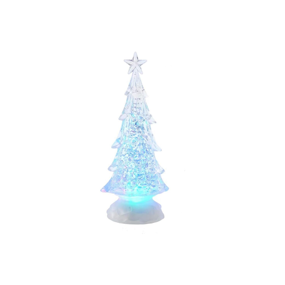 Kurt Adler LED Christmas Tree Figurine with Spinning Glitter, 10in