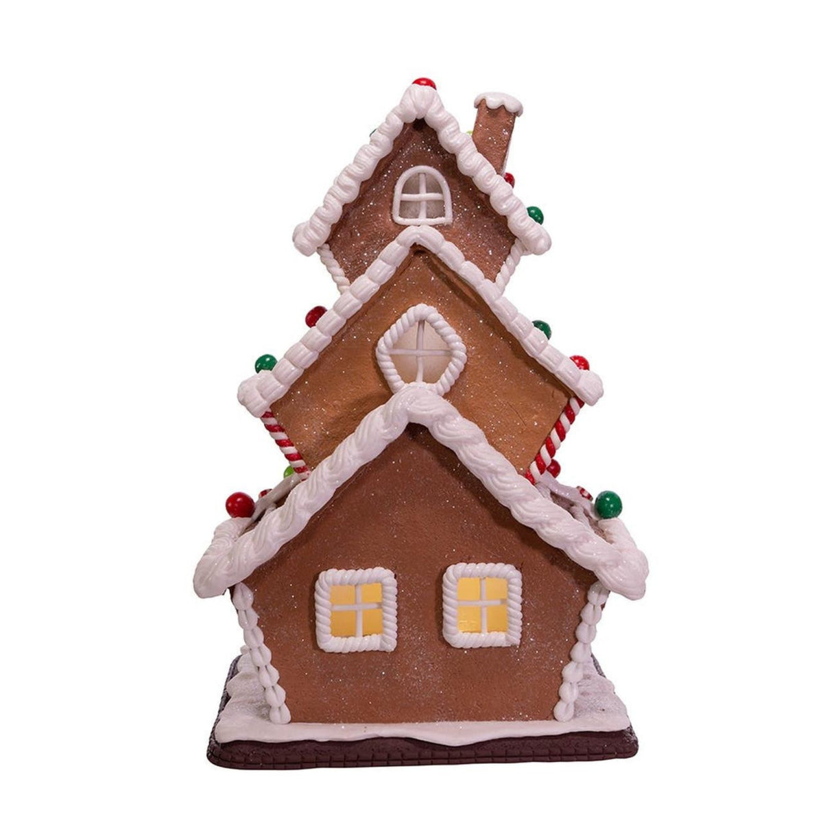 Kurt Adler Battery Operated LED-Lit 3-Layer Gingerbread Cookie House, 13"