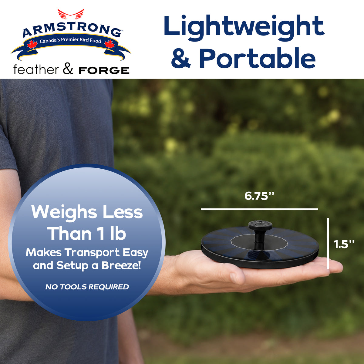 Armstrong Wild Bird Food Feather & Forge Solar-Powered Fountain Accessory, Black
