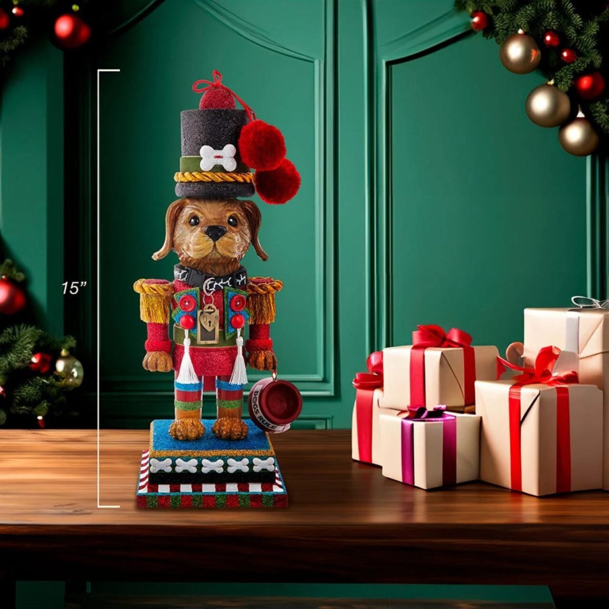 Kurt Adler Wooden Hollywood Nutcracker Collection, Dogs Rule, 15"