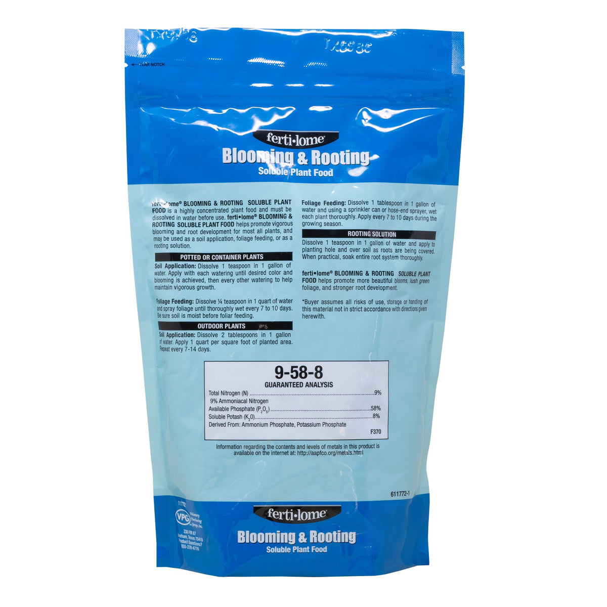 Fertilome Blooming & Rooting Soluble Plant Food 9-58-8 Fertilizer