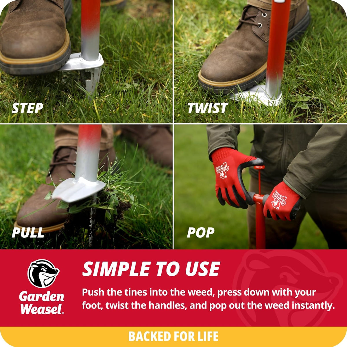 Garden Weasel WeedPopper Spring-Loaded Weed Puller Tool, 38"