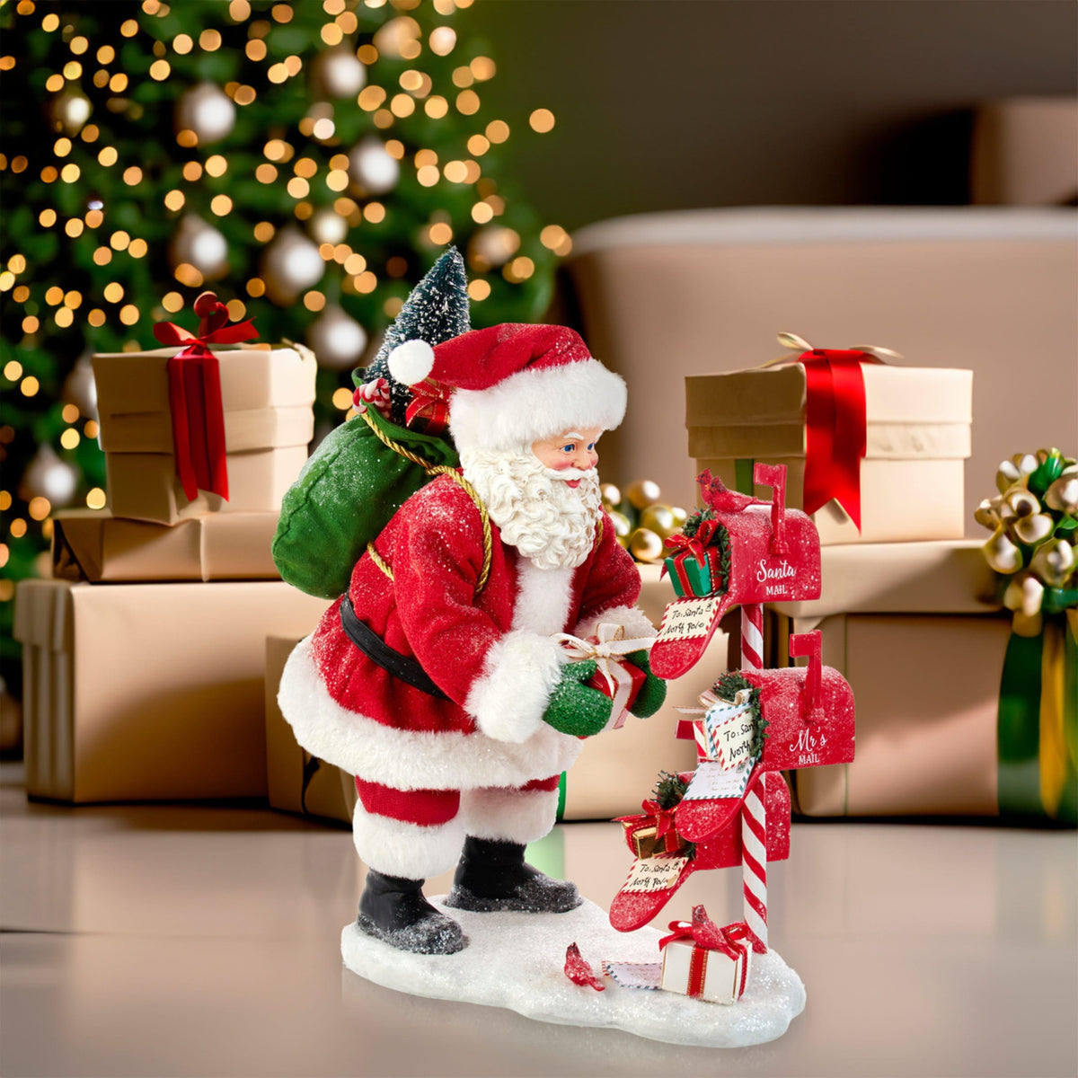 Kurt Adler Fabriche Santa with Mailbox Christmas Figurine, 12”