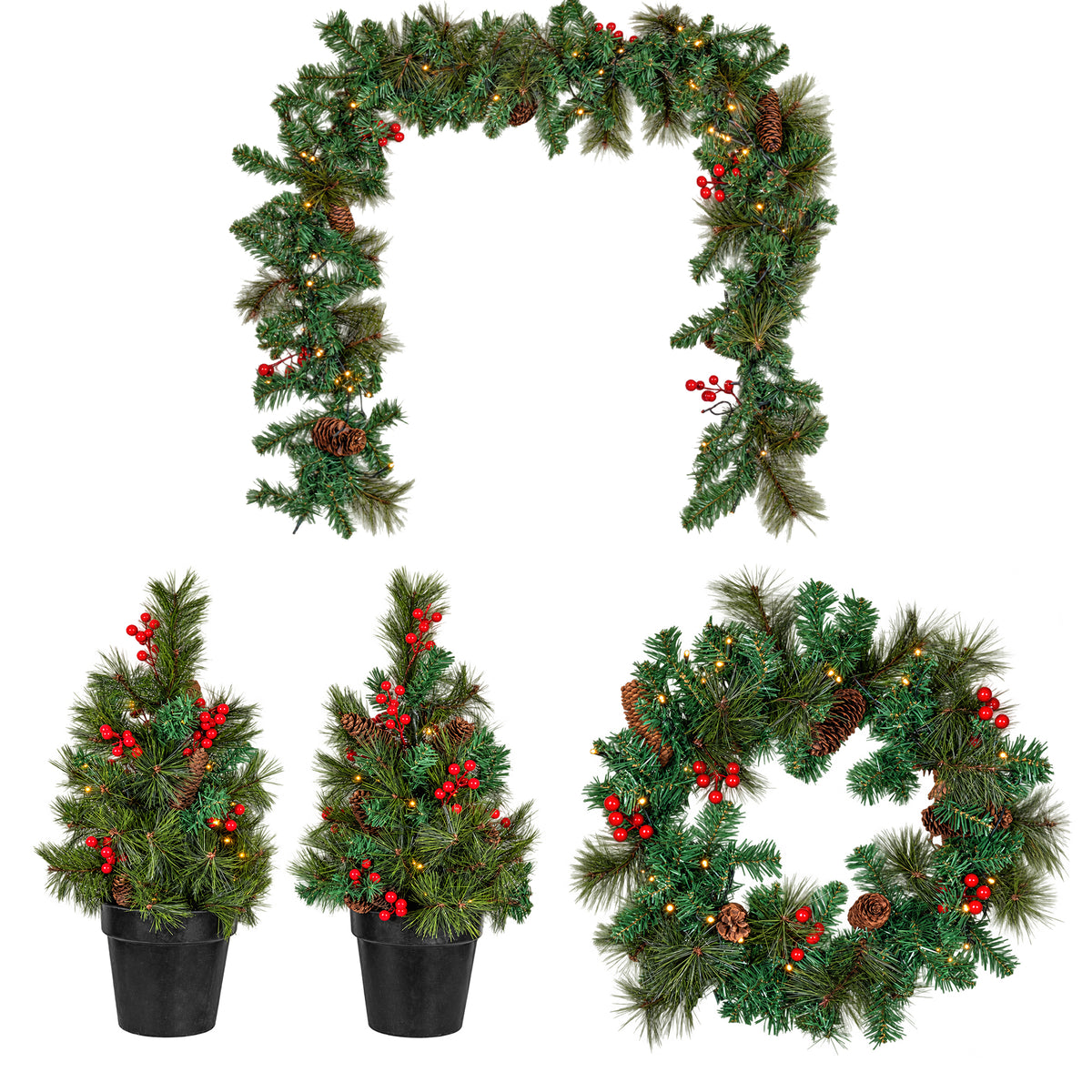 Garden Elements Indoor Outdoor Christmas Lighted Decoration Kit (Set of 4)