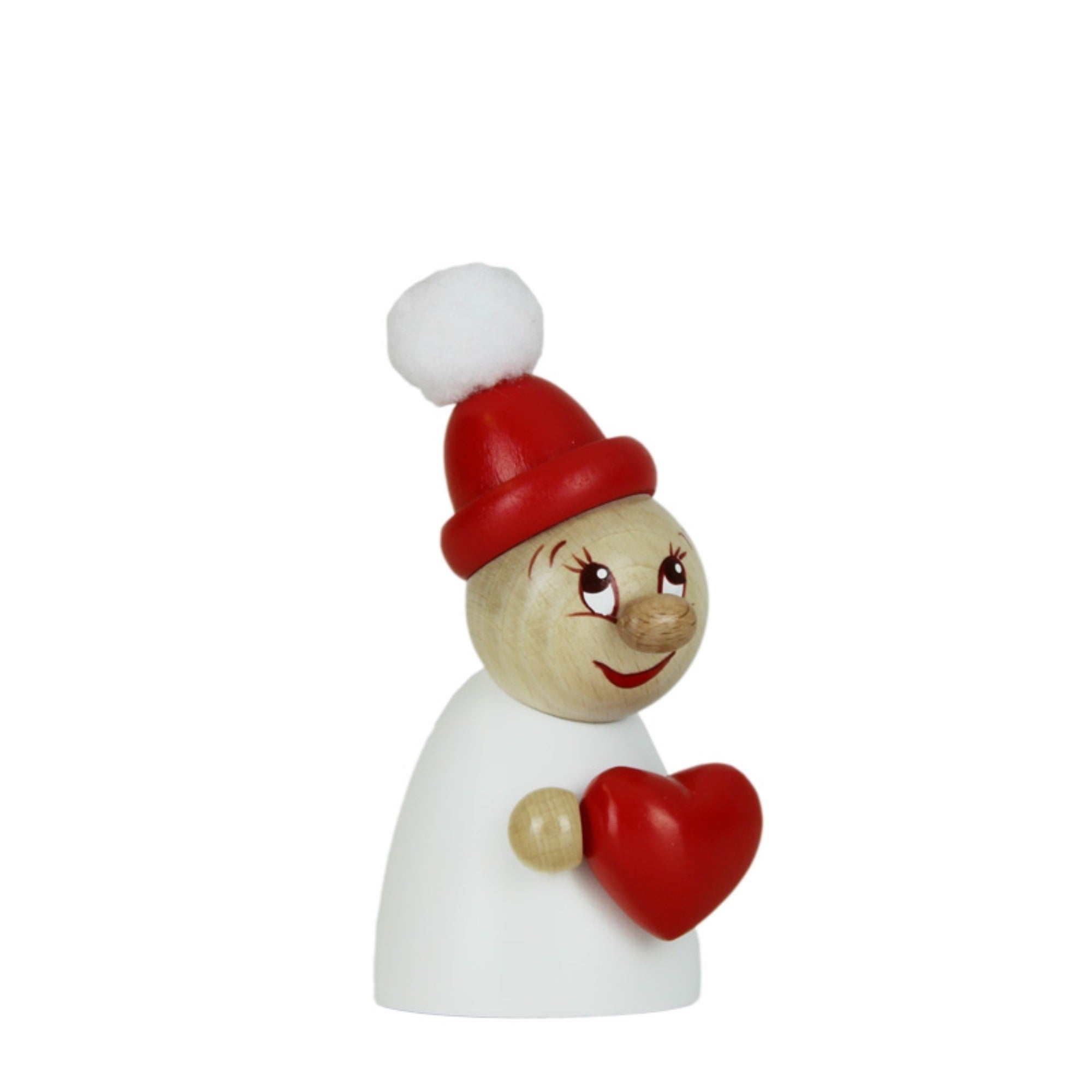 Steinbach Wooden Clumsy Mini Collection, Valentine with Red Heart and Wooden Beanie, Big Bobble