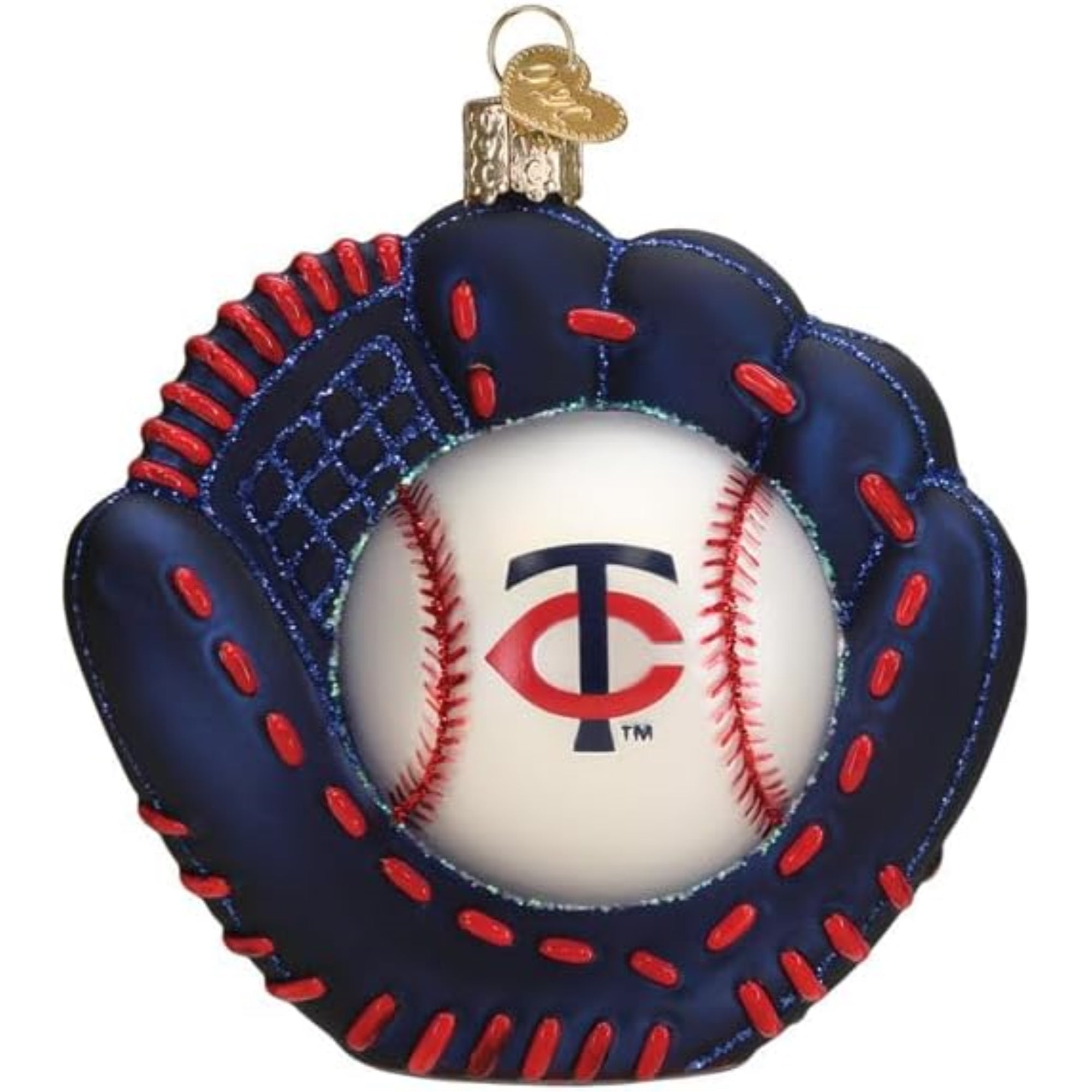 Old World Christmas Blown Glass Ornament for Christmas Tree, Minnesota Twins Baseball Mitt