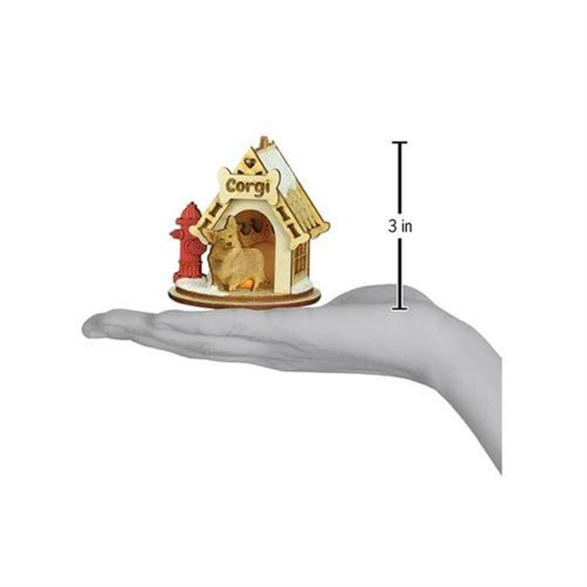 Old World Christmas K-9 Cottage Wooden Doghouse Ornament for Christmas Tree, Corgi