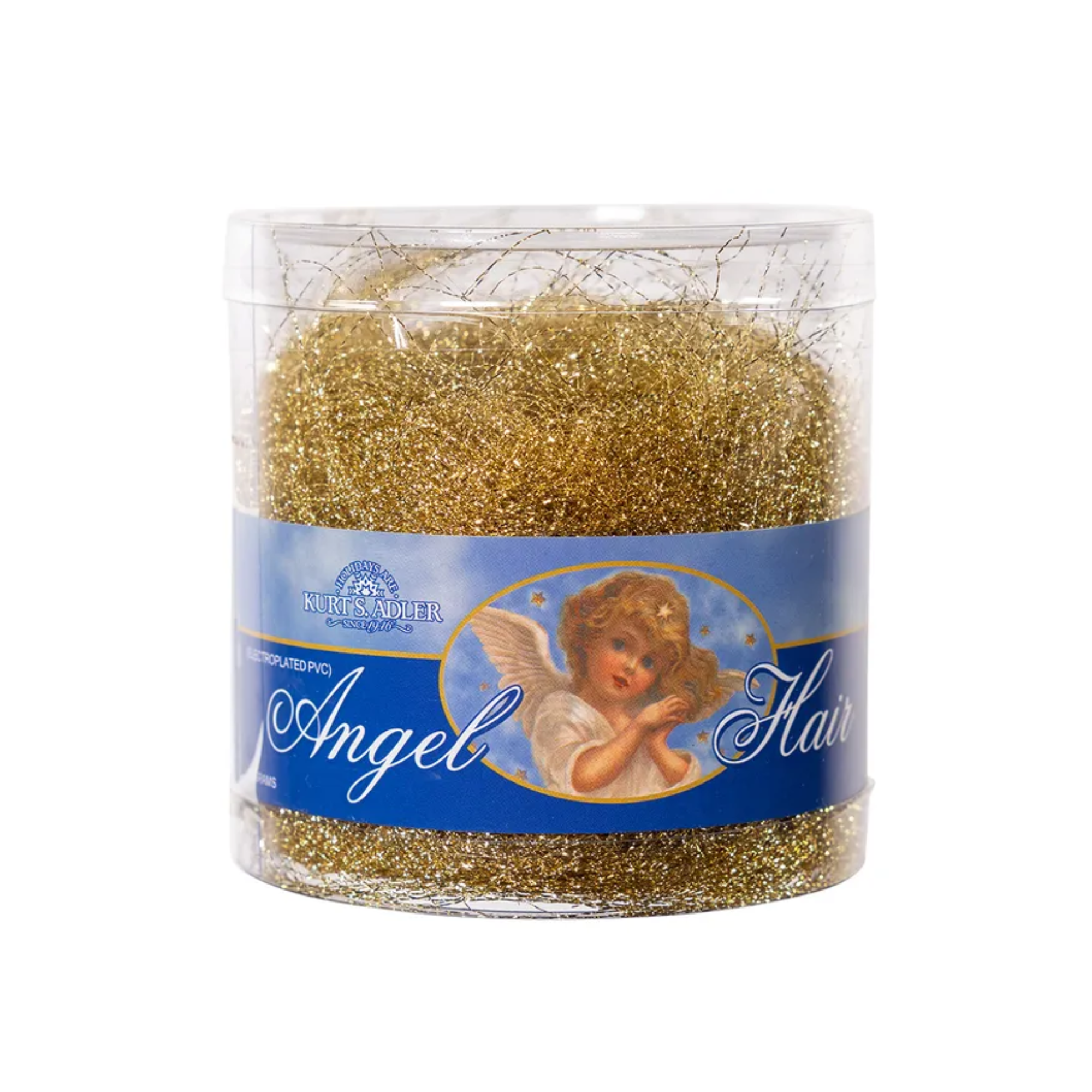 Kurt Adler Electroplated Angel Hair Tinsel Strands, Shimmering Gold, 15G