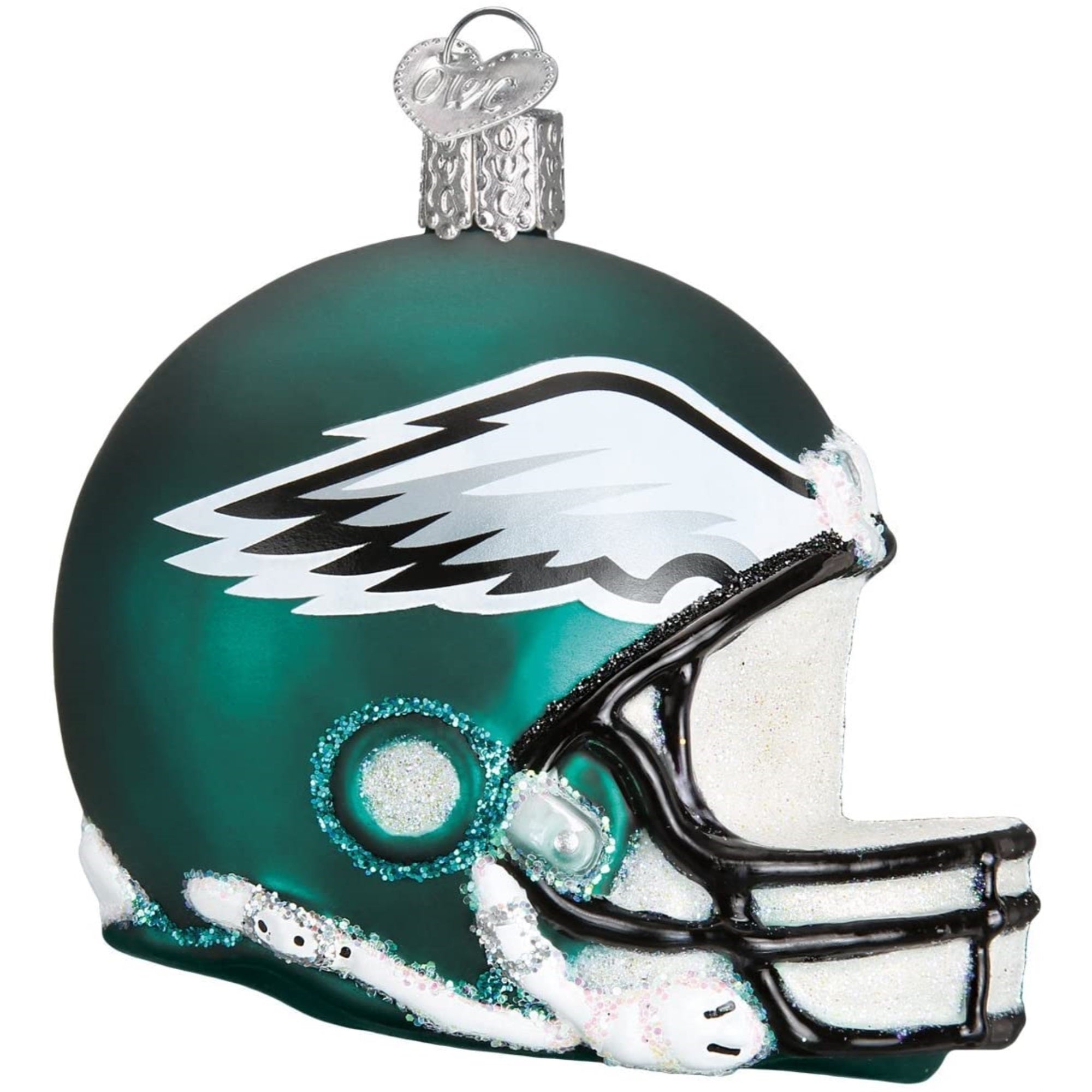 Old World Christmas Blown Glass Ornament for Christmas Tree, Philadelphia Eagles Helmet