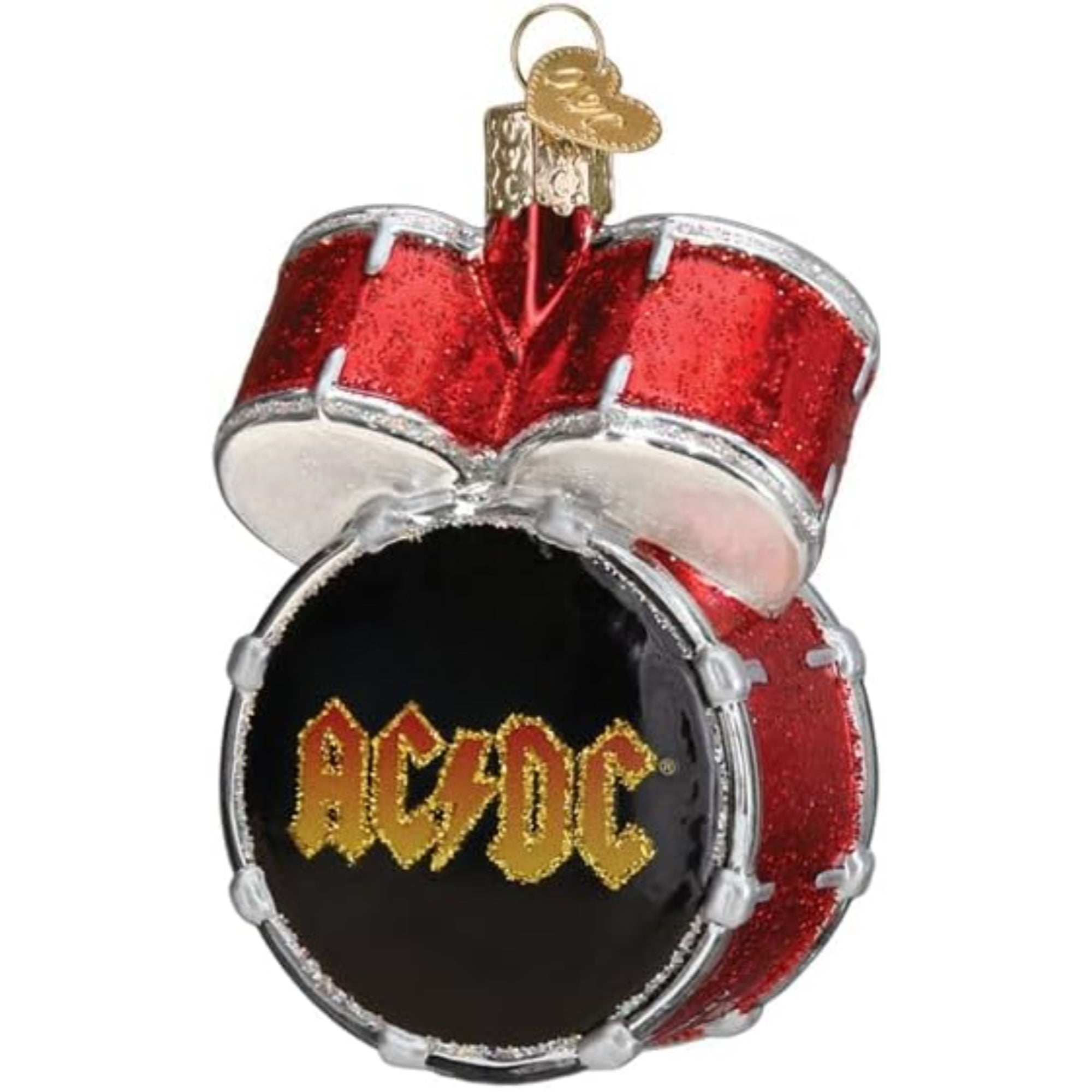 Old World Christmas Blown Glass Ornament for Christmas Tree, Ac/Dc Drum Set (with OWC Gift Box)