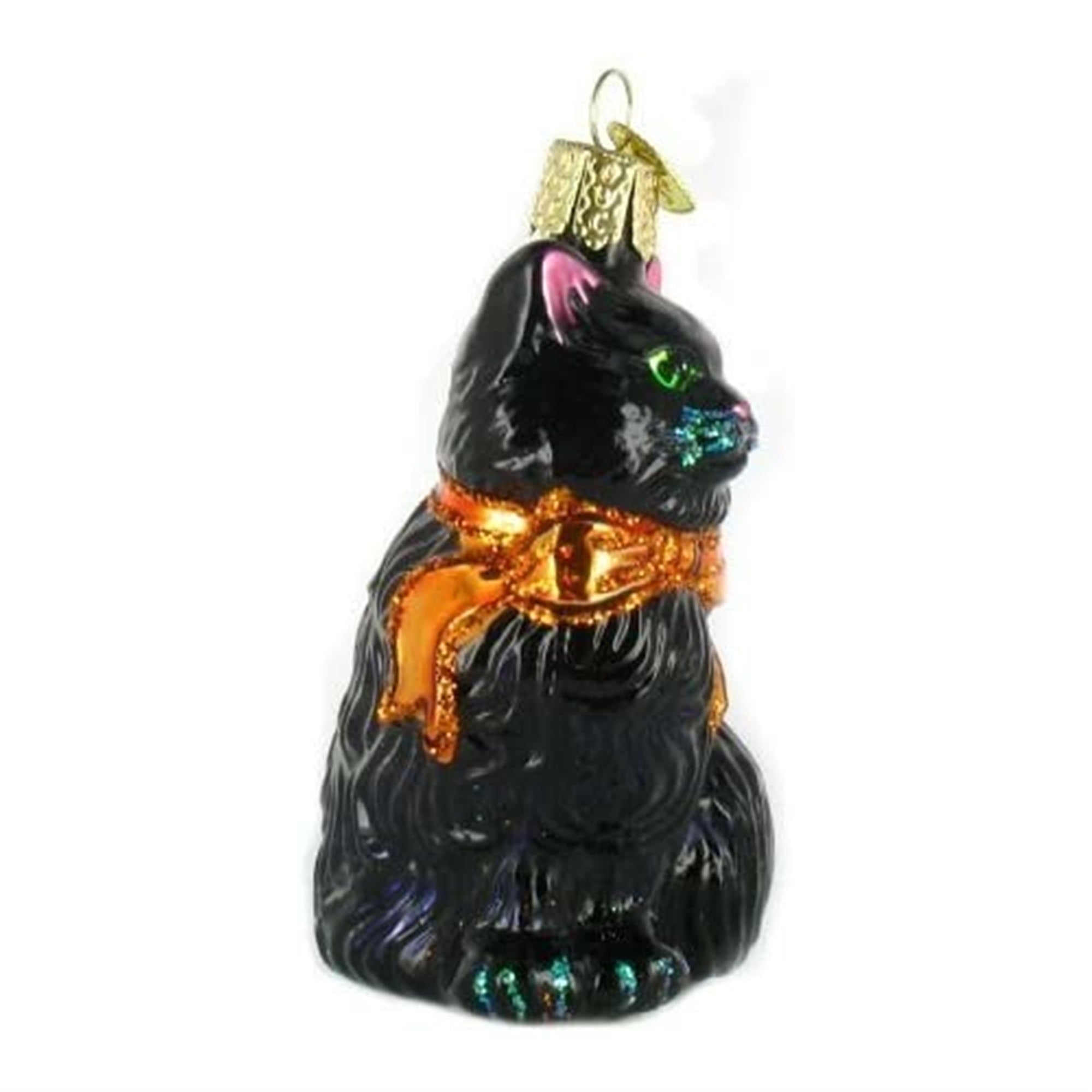 Old World Christmas Glass Blown Halloween Kitty Ornament