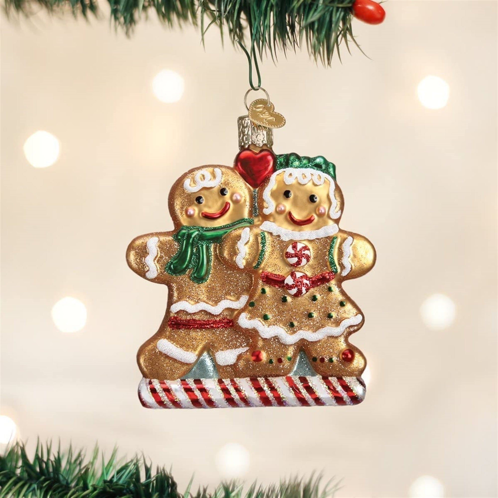 Old World Christmas Blown Glass Ornament for Christmas Tree, Gingerbread Friends