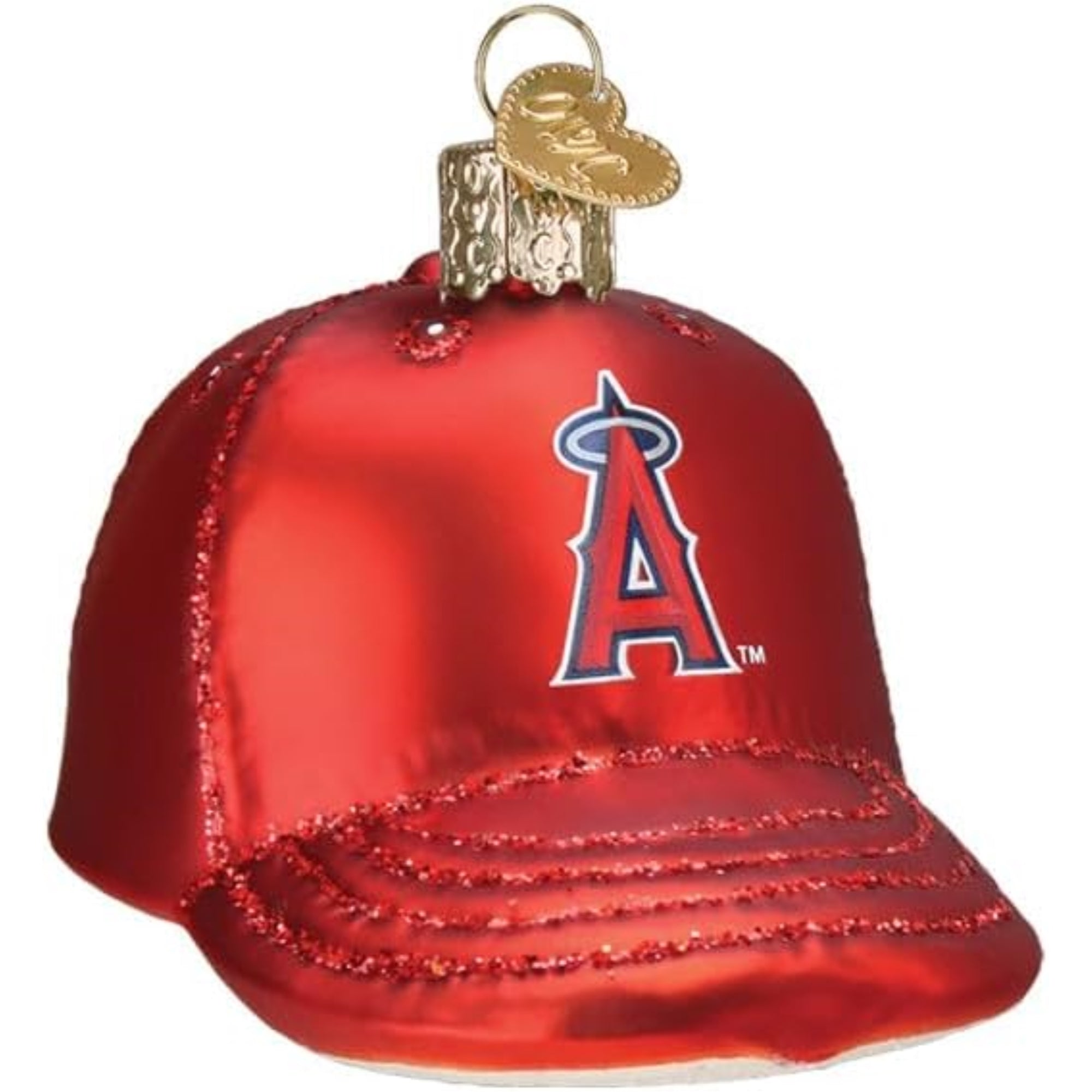 Old World Christmas Blown Glass Ornament for Christmas Tree, Los Angeles Angels Baseball Cap