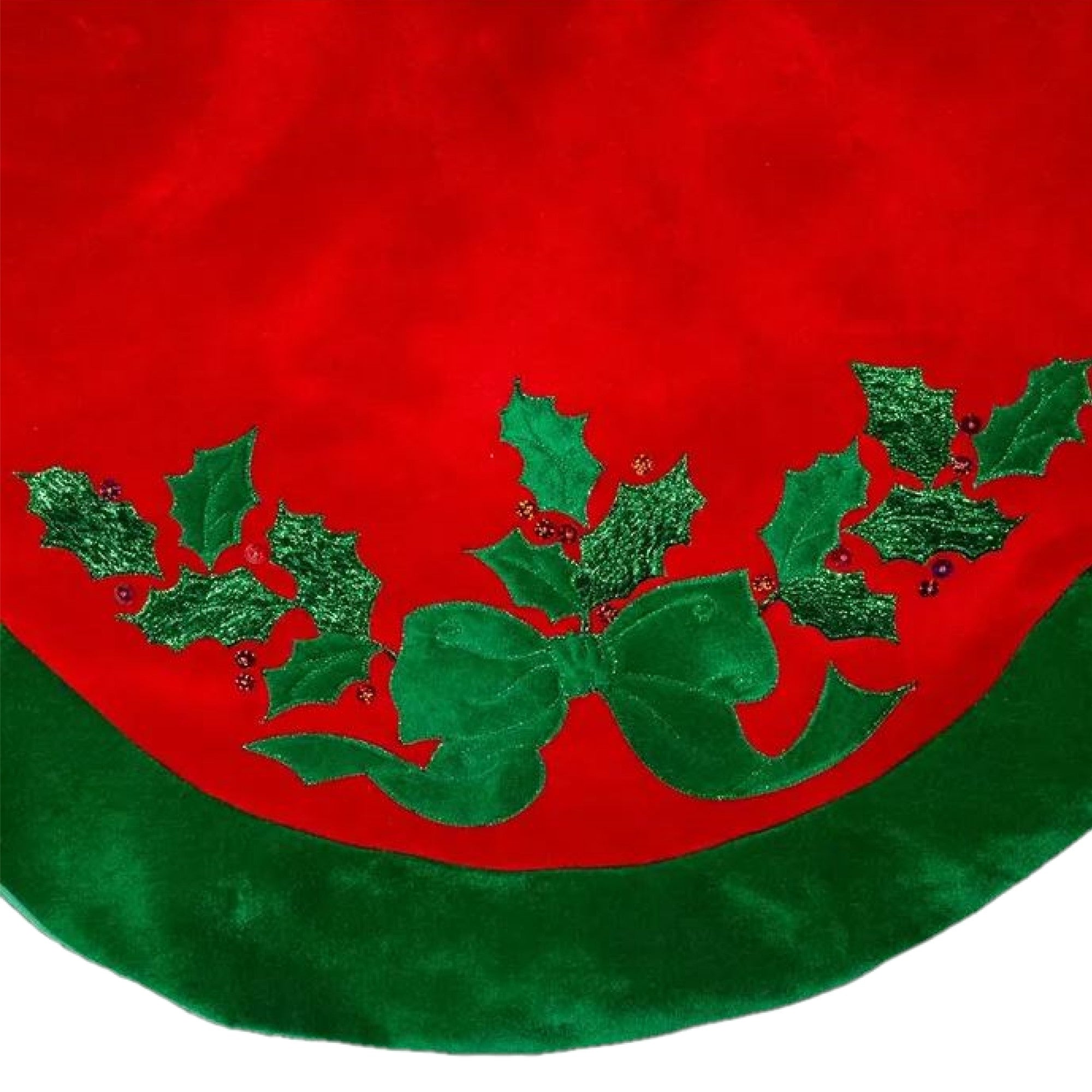 Kurt Adler Velvet Christmas Tree Skirt, Red and Green, 48in