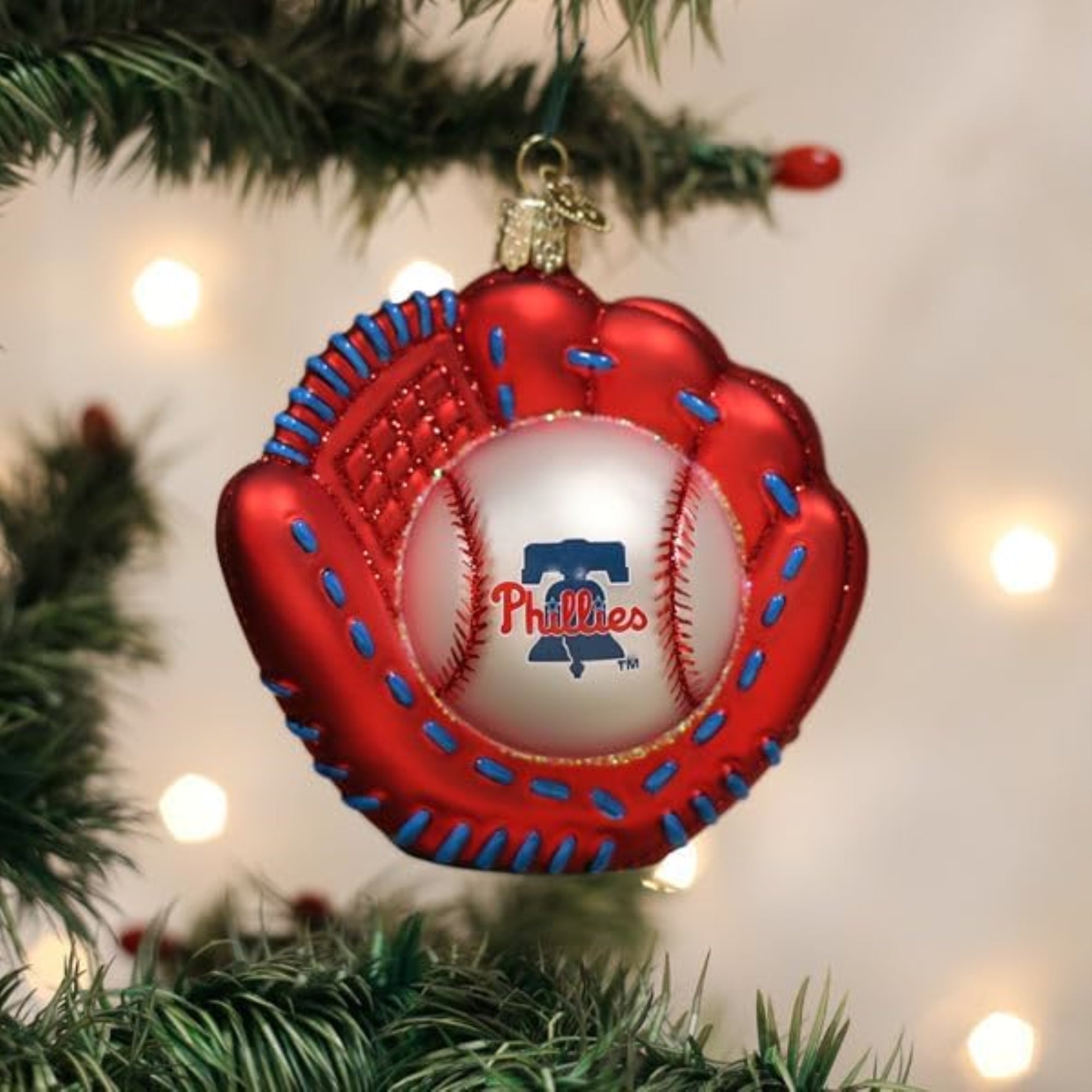 Old World Christmas Blown Glass Ornament for Christmas Tree, Philadelphia Phillies Baseball Mitt