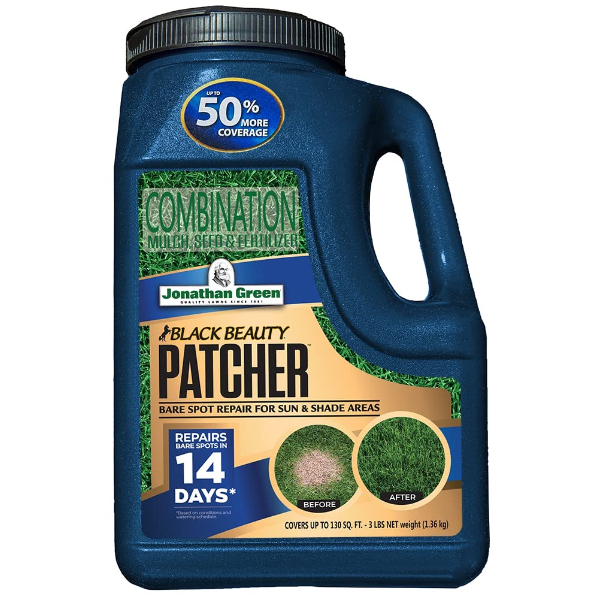 Jonathan Green Black Beauty Combination Mulch, Seed and Fertilizer, Patcher Bare Spot Repair for Sun & Shade Areas