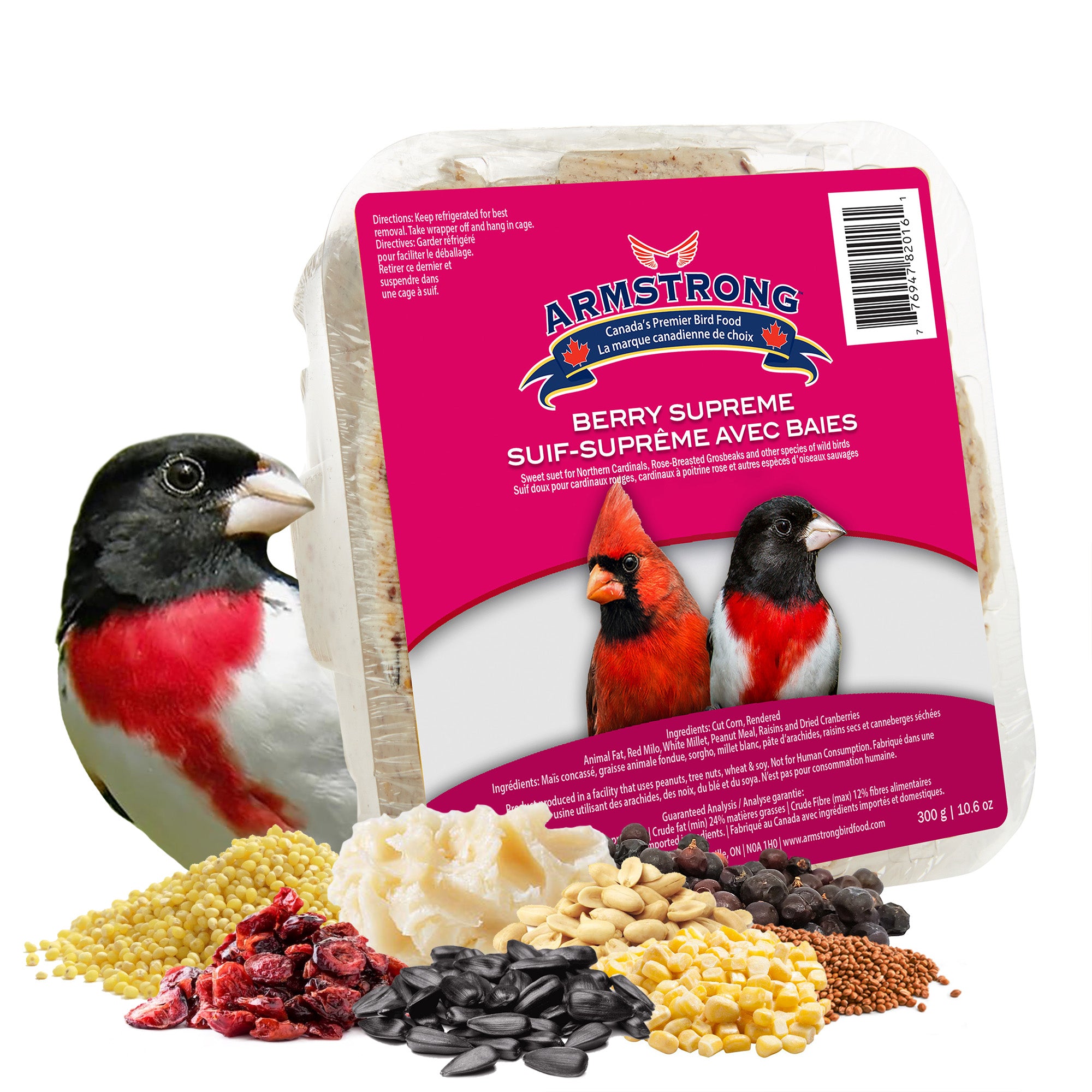 Armstrong Wild Bird Food Berry Supreme Suet Blend, 10.6oz (Pack of 12)
