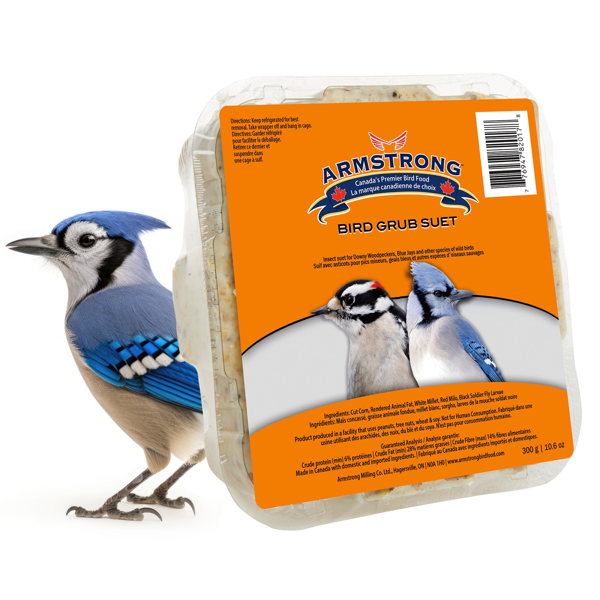 Armstrong Wild Bird Food Bird Grub Suet Blend, 10.6oz (Pack of 12)