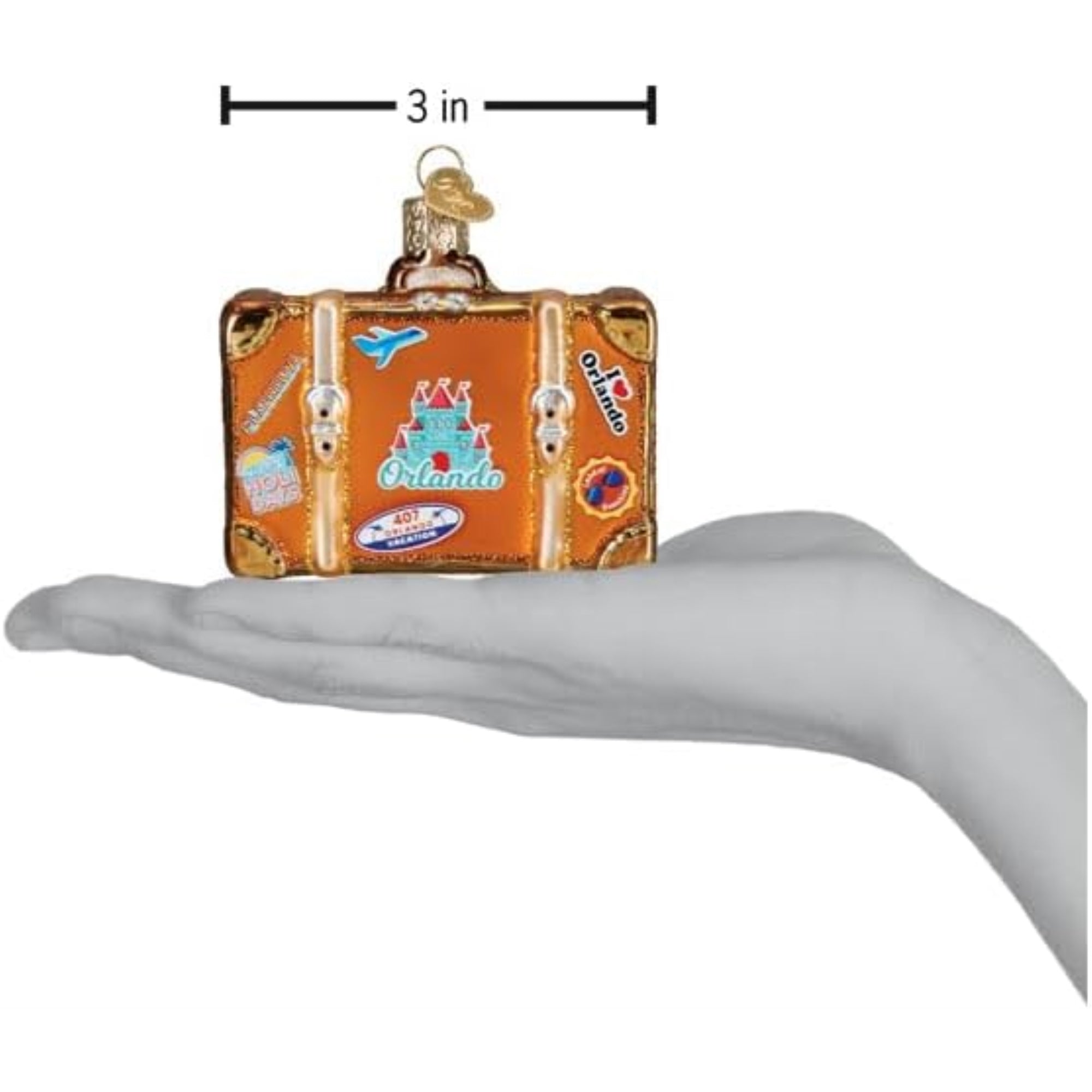 Old World Christmas Blown Glass Ornament for Christmas Tree, Orlando Suitcase (with OWC Gift Box)