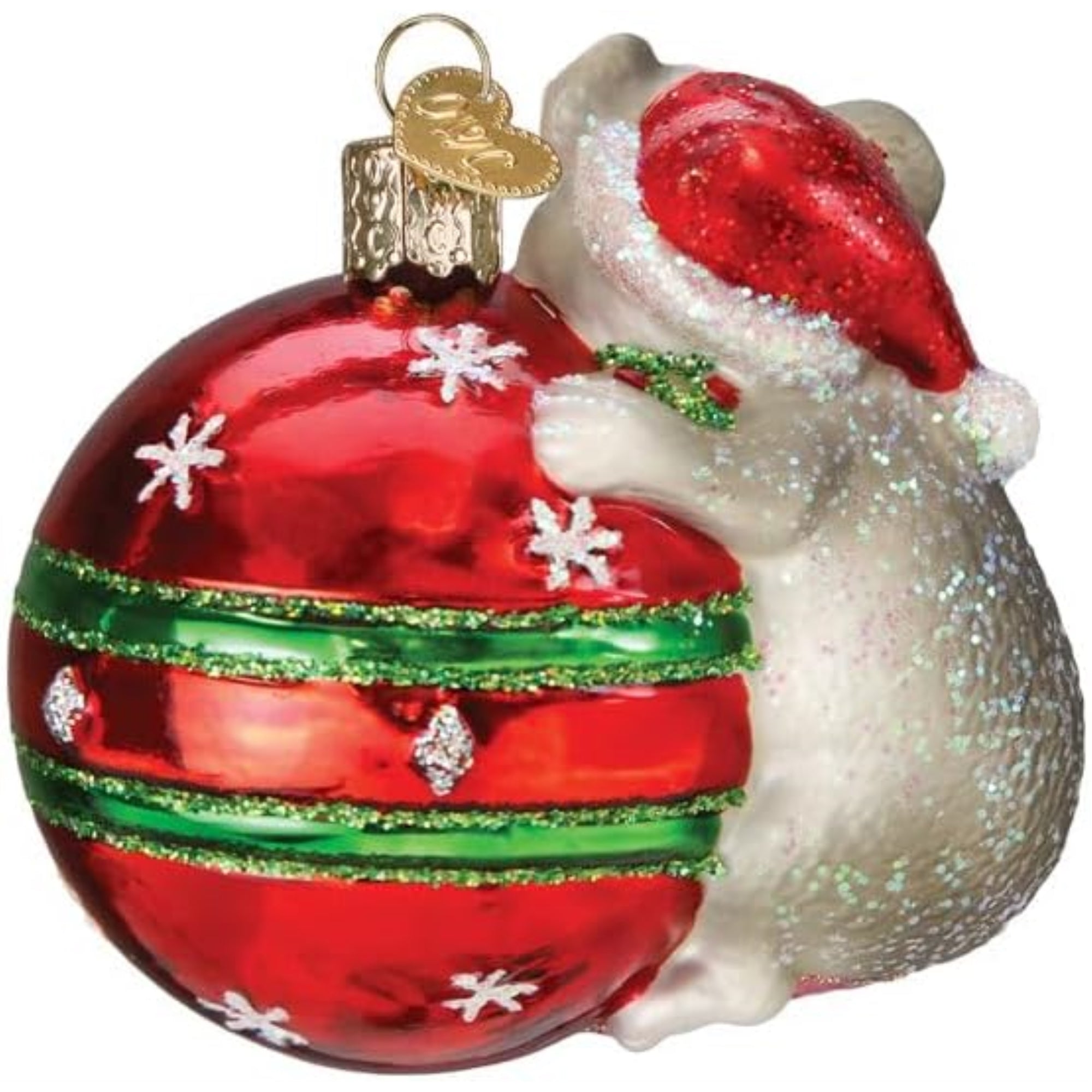 Old World Christmas Blown Glass Ornament for Christmas Tree, Playful Christmas Mouse (with OWC Gift Box)