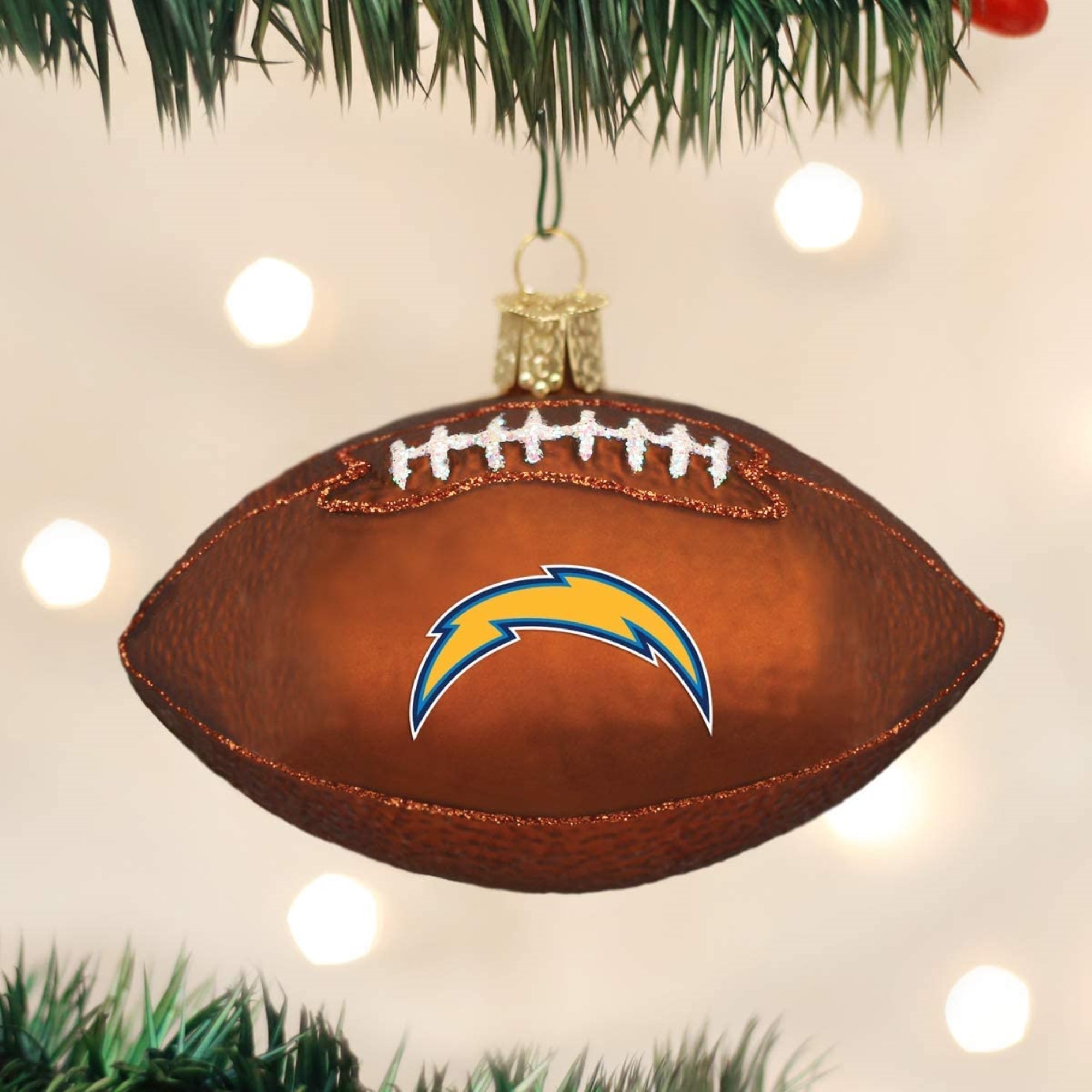 Old World Christmas Blown Glass Ornament for Christmas Tree, Los Angeles Chargers Football