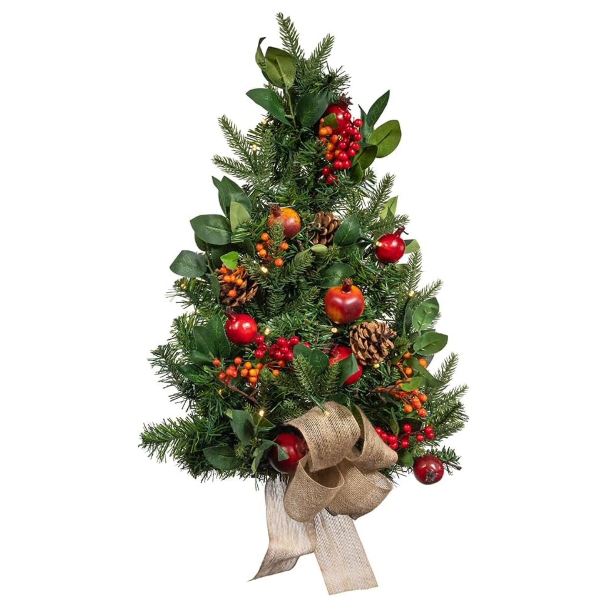 Kurt Adler Pre-Lit Battery Operated Berries & Pomegranate Wall Tree, 22in