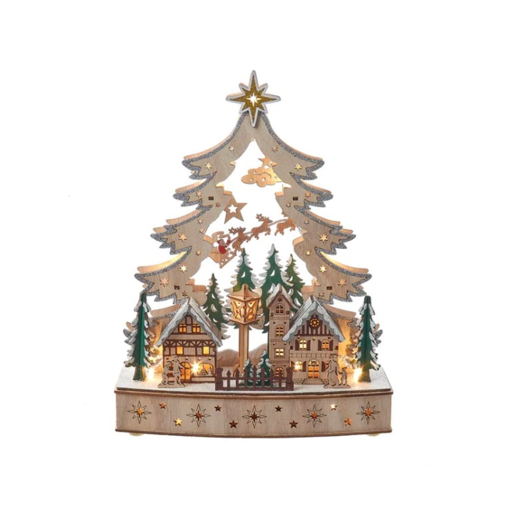 Kurt Adler Battery Operated Lighted Christmas Tree Village Christmas D