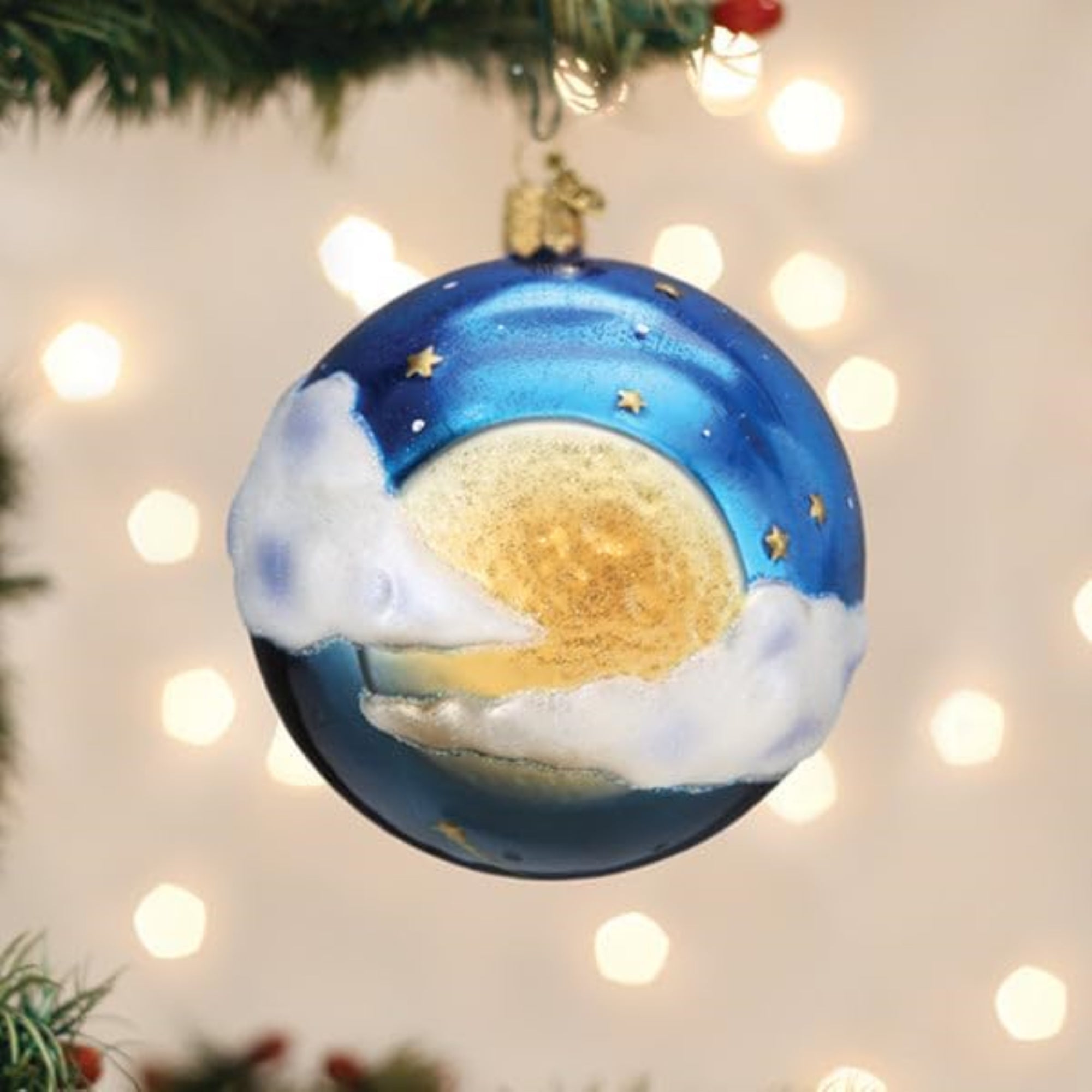 Old World Christmas Blown Glass Ornament for Christmas Tree, Moonglow Round (with OWC Gift Box)