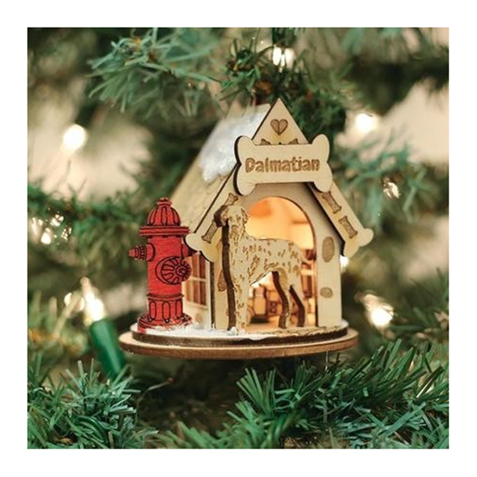 Old World Christmas K-9 Cottage Wooden Doghouse Ornament for Christmas Tree, Dalmatian