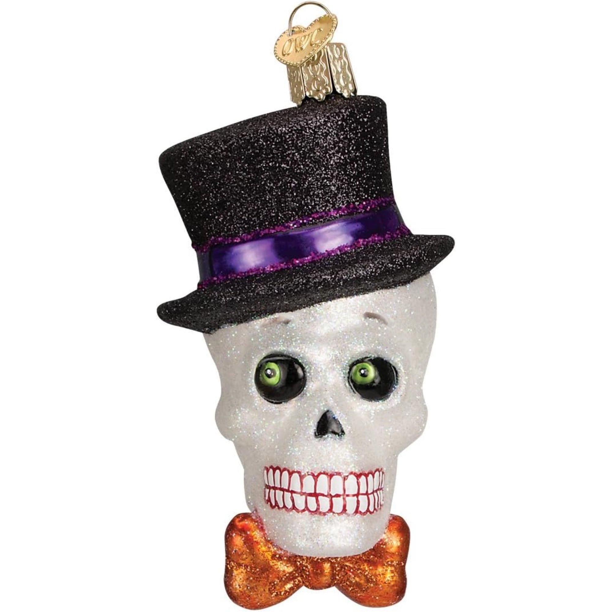 Old World Christmas Blown Glass Ornament for Christmas Tree, Top Hat Skeleton (with OWC Gift Box)