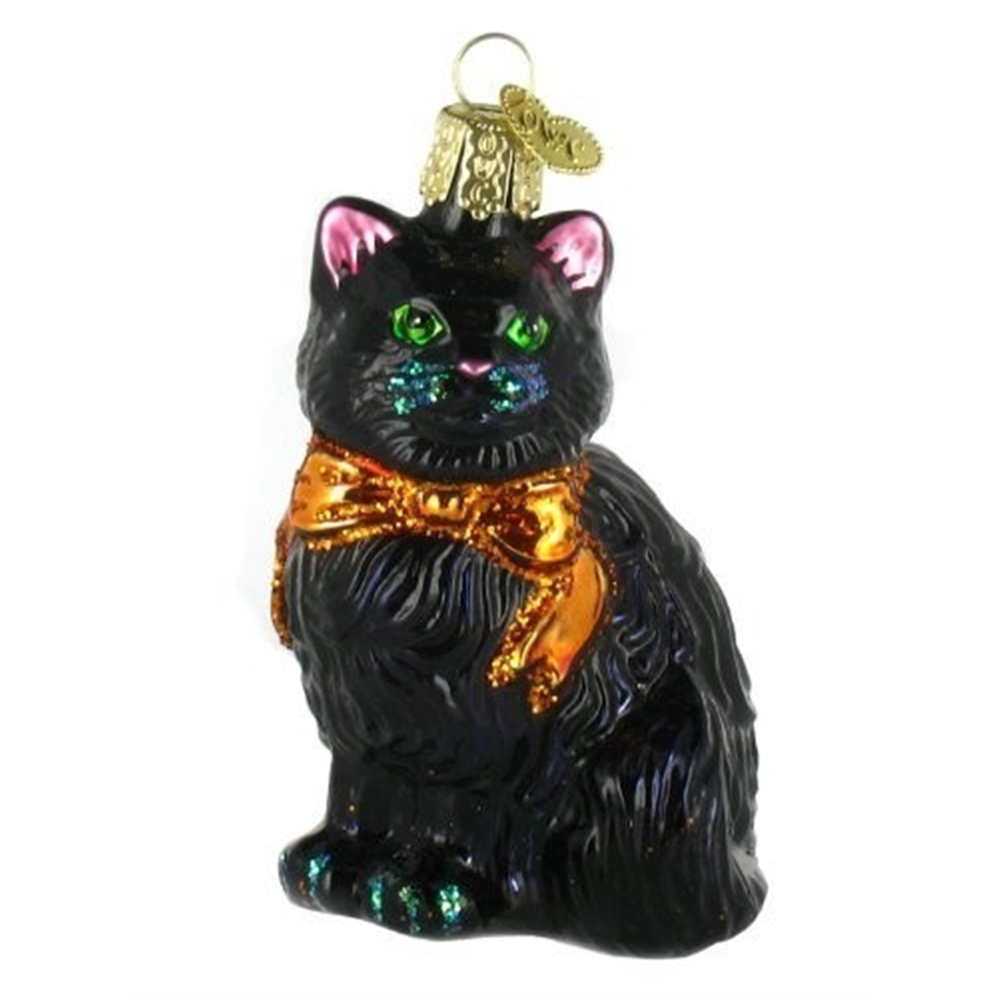 Old World Christmas Glass Blown Halloween Kitty Ornament