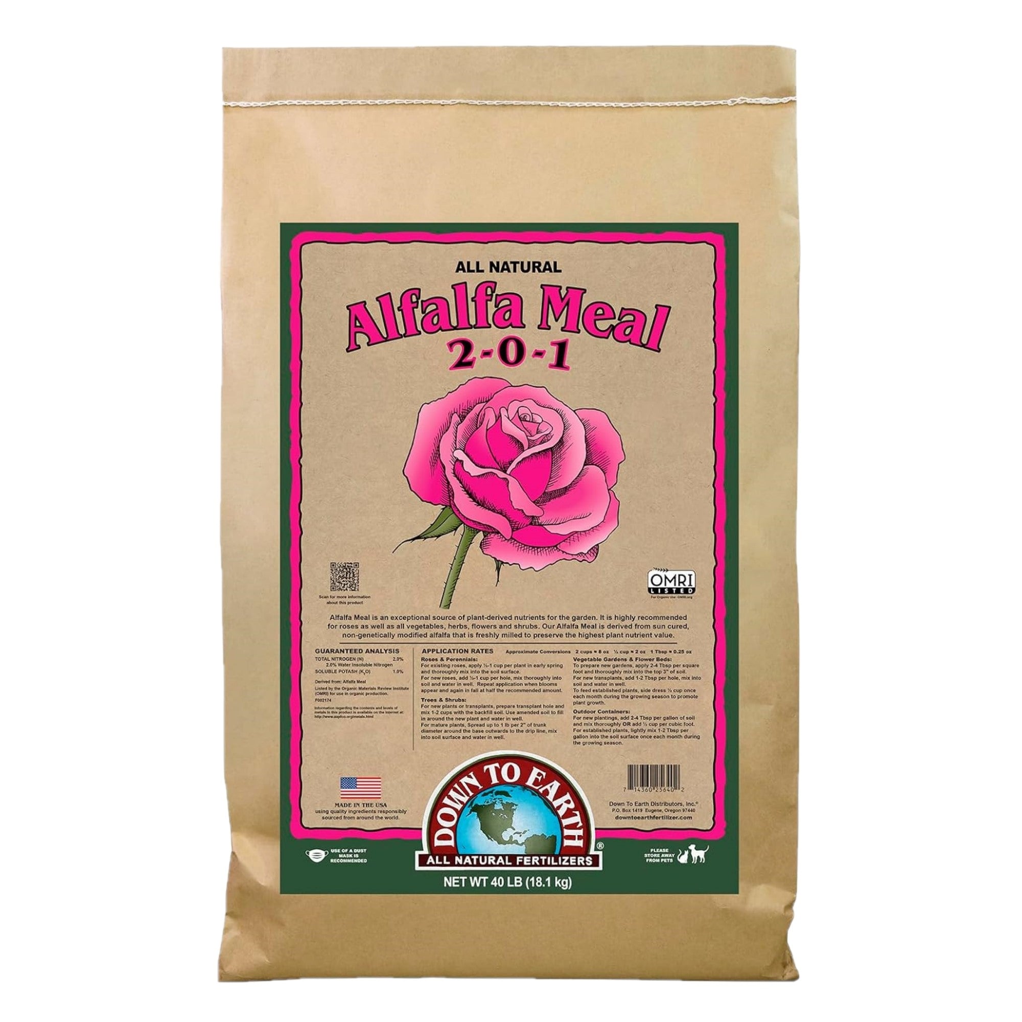Down to Earth Organic Alfalfa Meal Fertilizer Mix 2-0-1