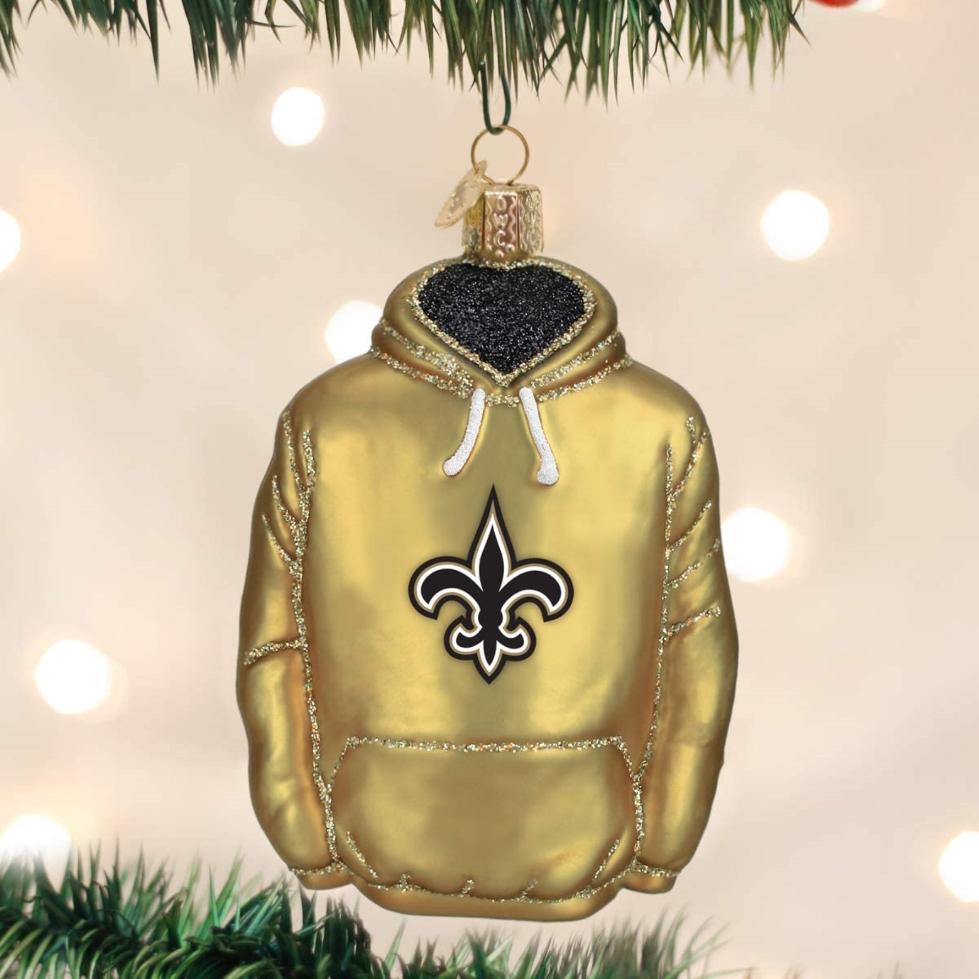 Old World Christmas Blown Glass Ornament for Christmas Tree, New Orleans Saints Hoodie