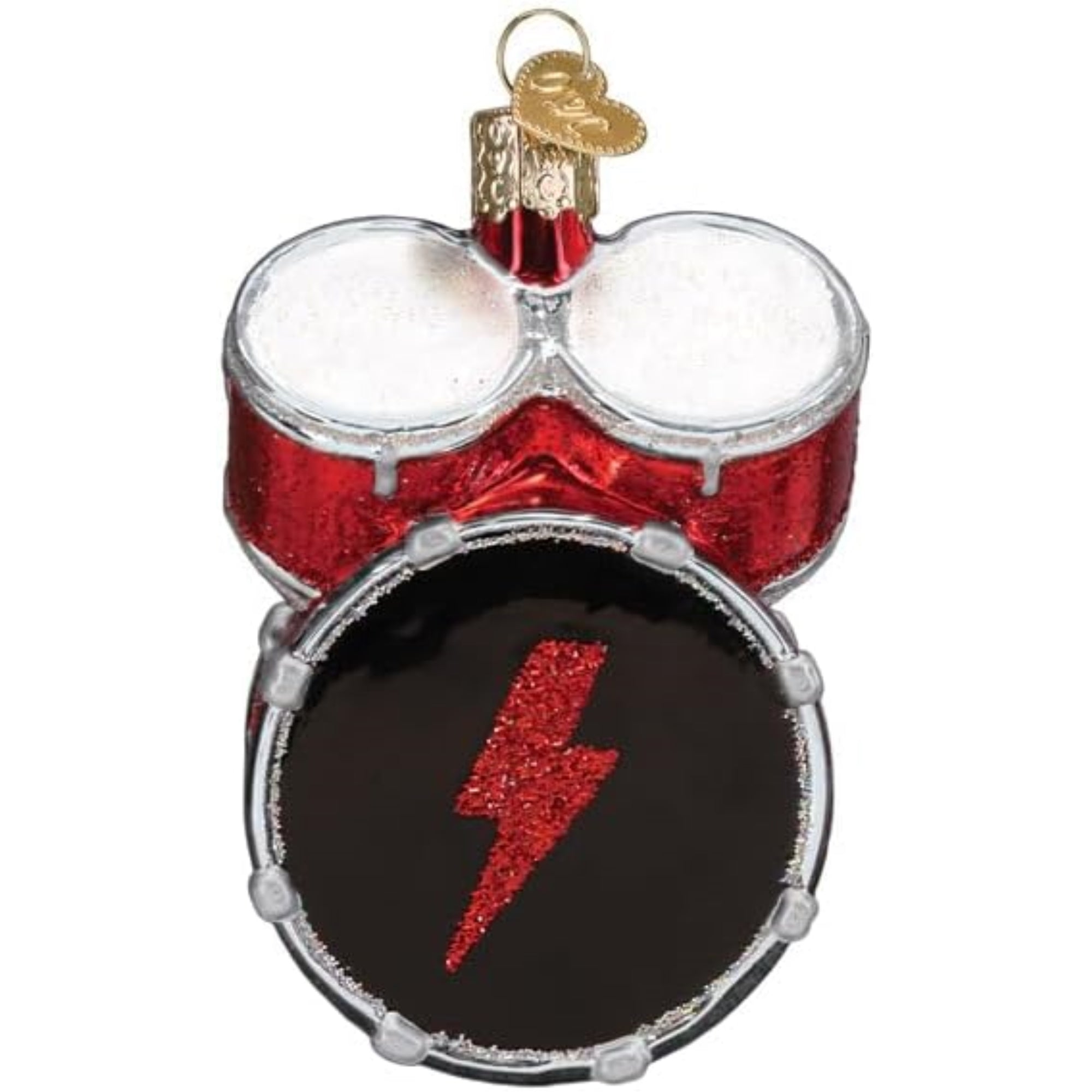 Old World Christmas Blown Glass Ornament for Christmas Tree, Ac/Dc Drum Set (with OWC Gift Box)