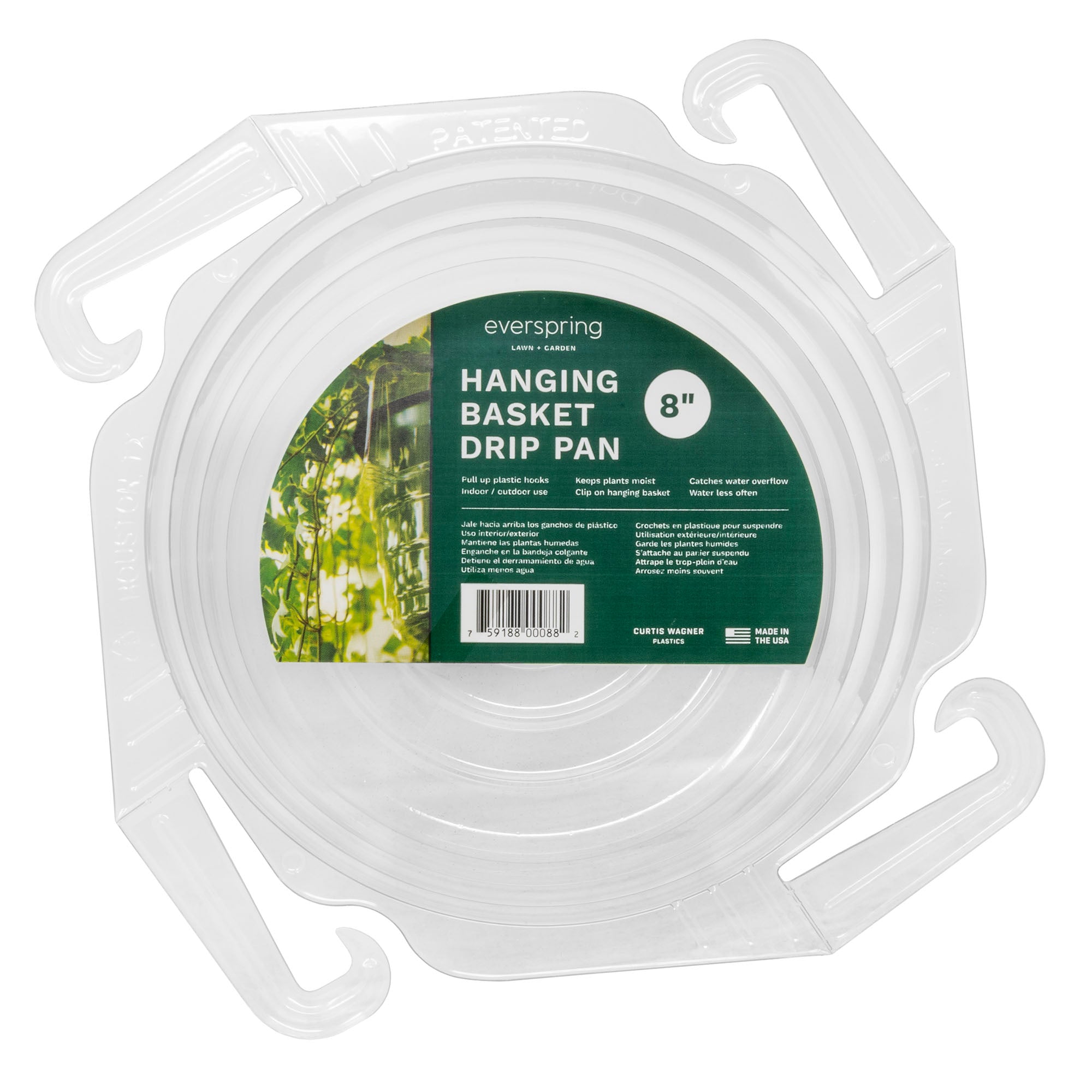 Curtis Wagner Plastics Hanging Basket Drip Pan, 8-Inch, Clear (1 Count)