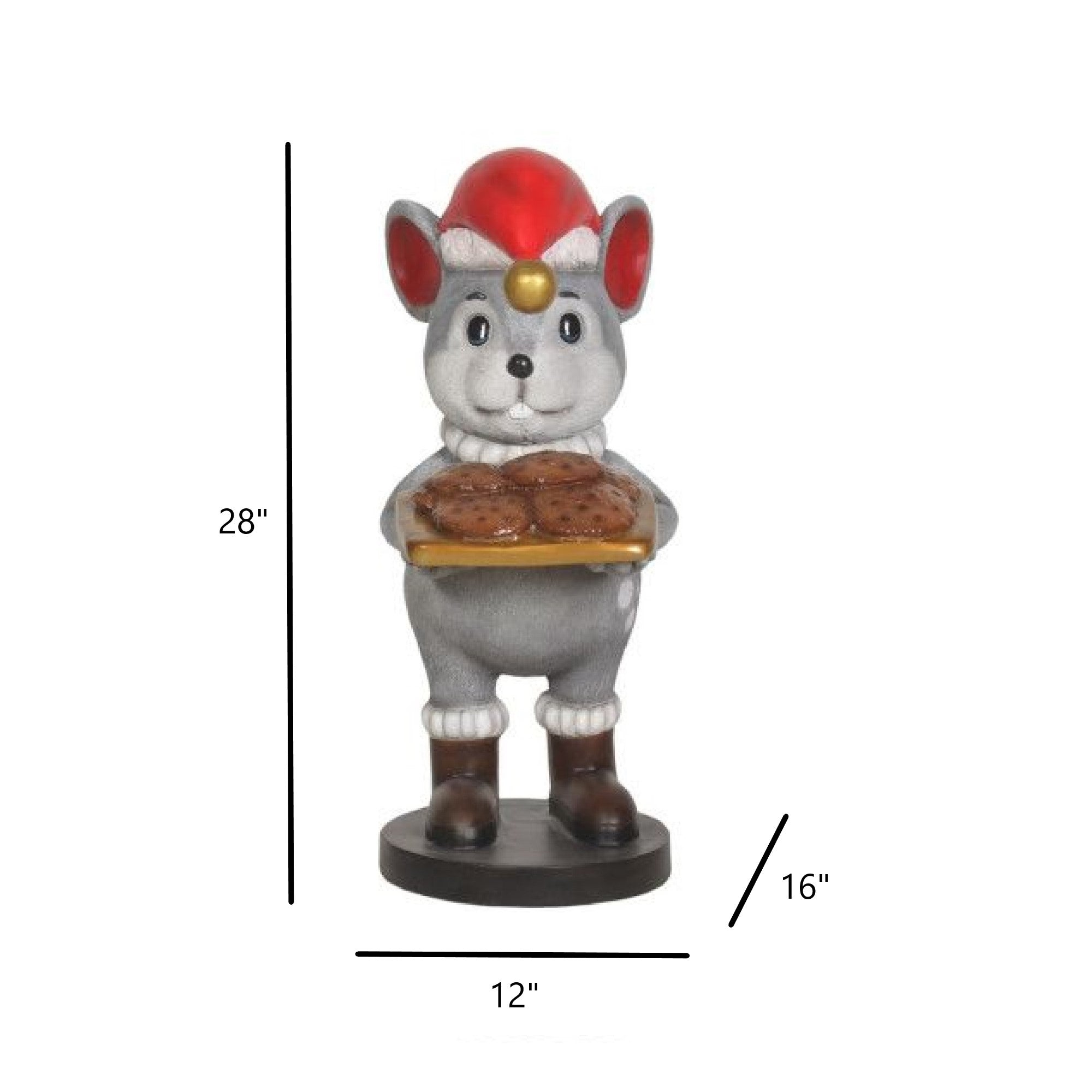 Garden Elements Fiberglass Mouse Wearing Boots Christmas Statue Yard Decor, 28in