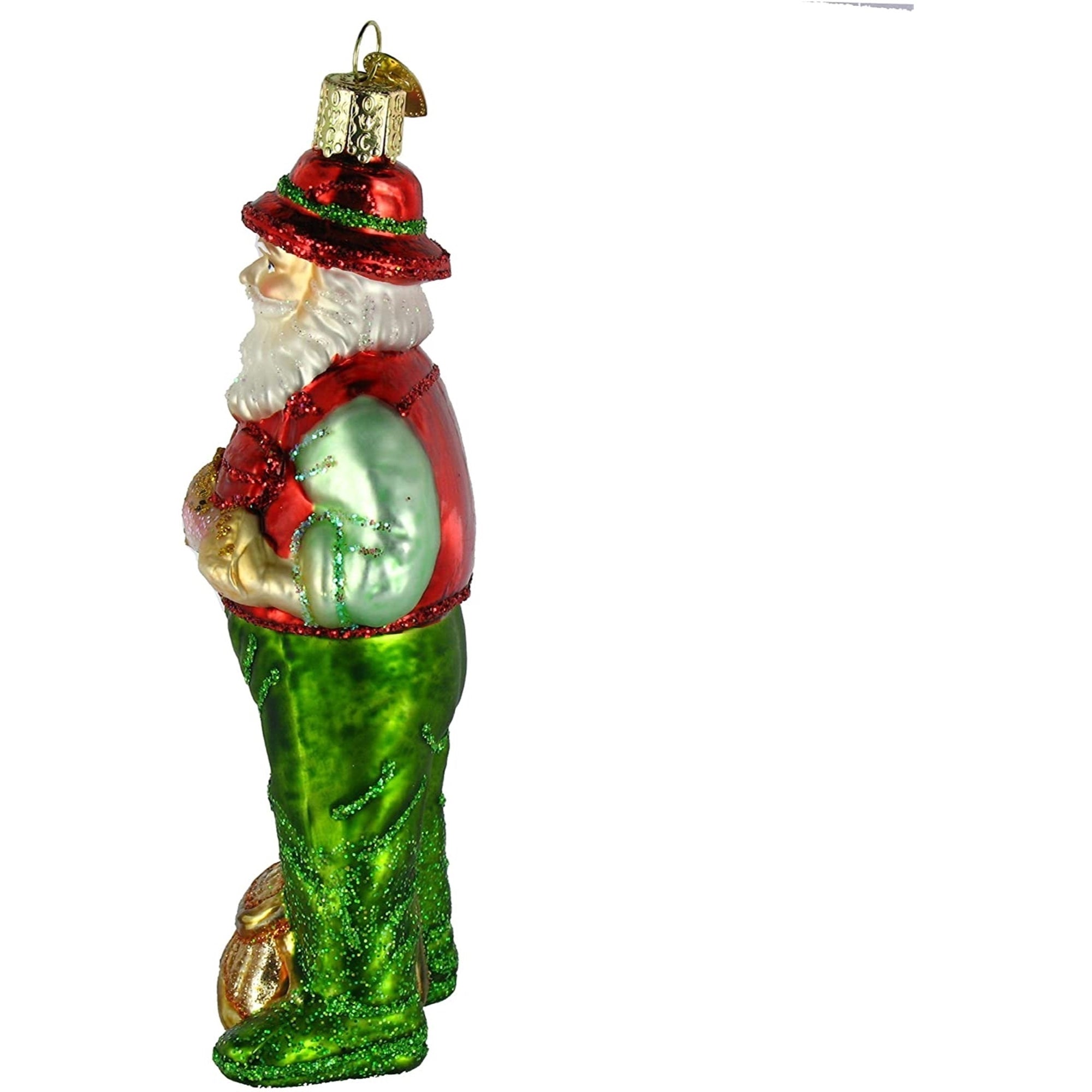 Old World Christmas Blown Glass Ornament for Christmas Tree, Fly Fishing Santa