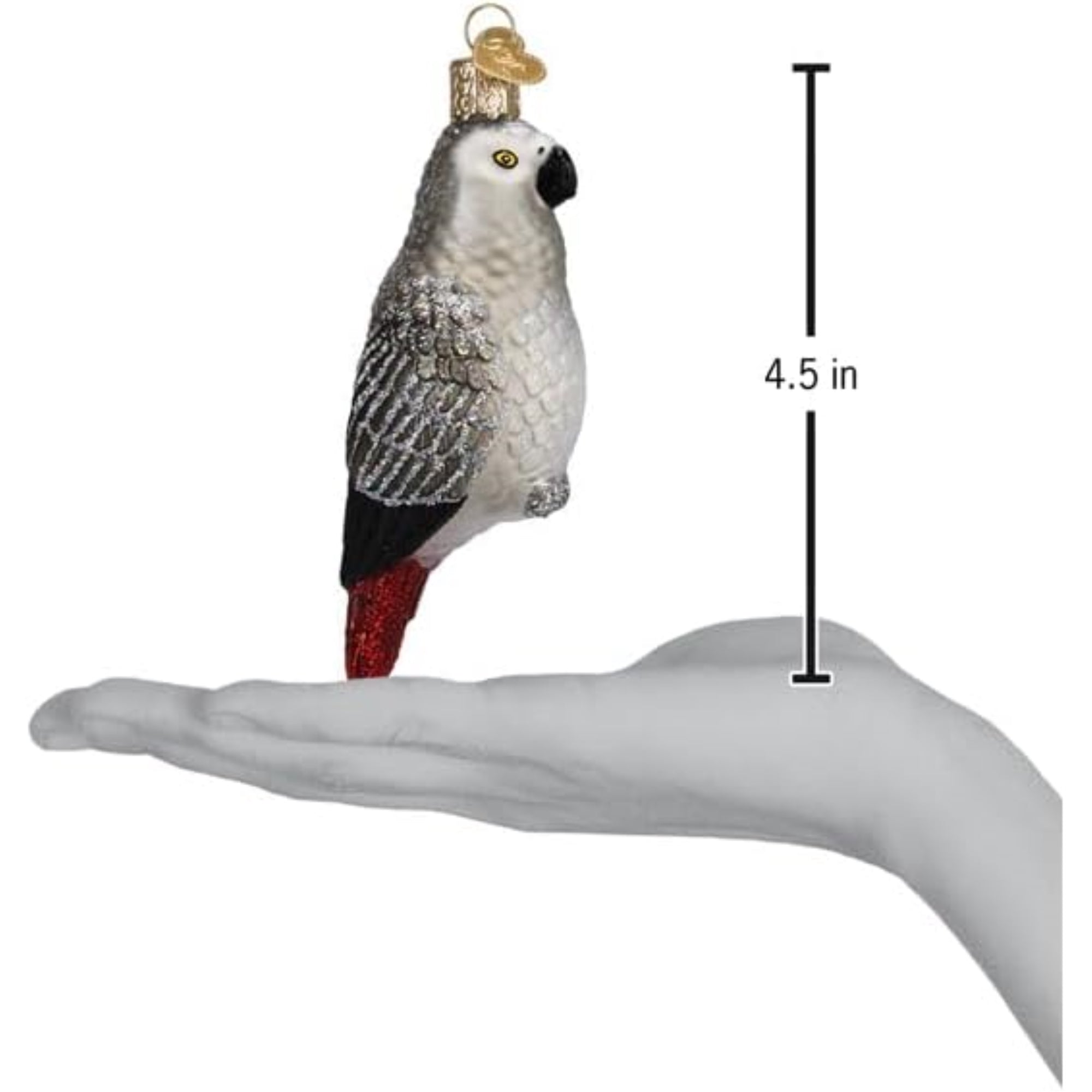 Old World Christmas Blown Glass Ornament for Christmas Tree, African Grey Parrot (with OWC Gift Box)