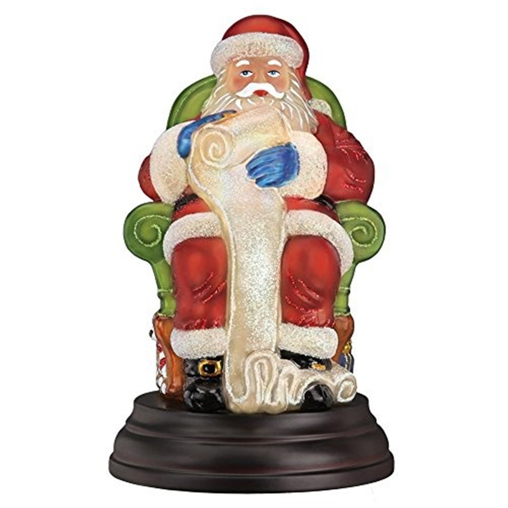 Old World Christmas Glass Blown Lighted Figurine, Santa Checking His List