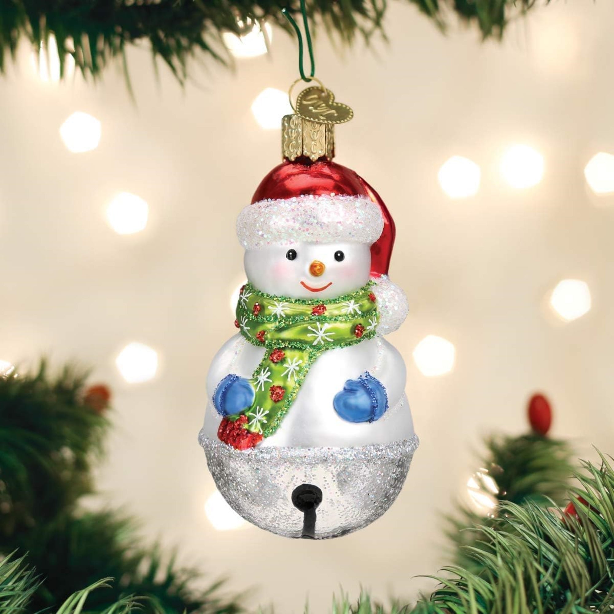 Old World Christmas Blown Glass Ornament for Christmas Tree, Jingle Bell Snowman (with OWC Gift Box)