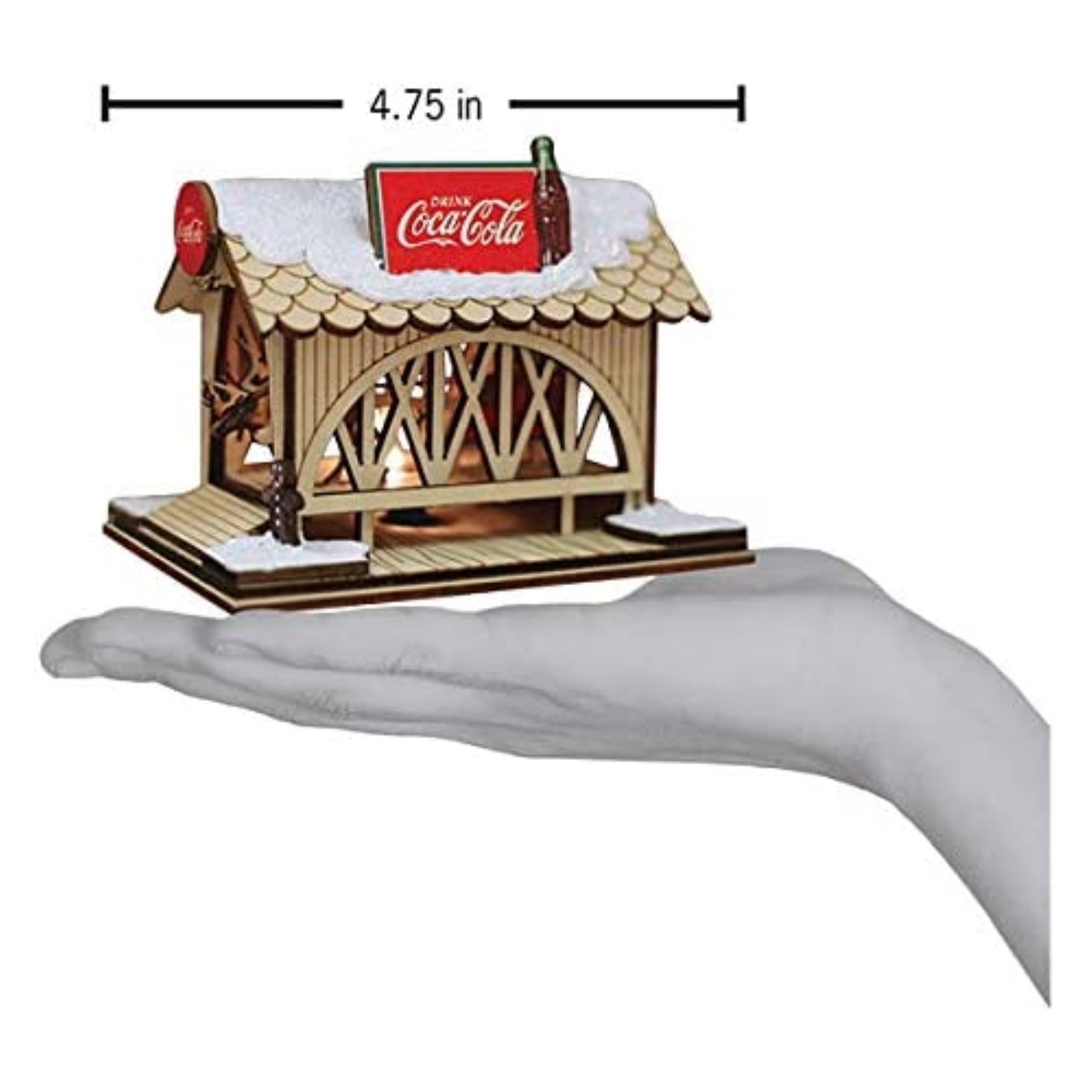 Old World Christmas Ginger Cottage Wooden Ornament for Christmas Tree, Coca Cola Covered Bridge