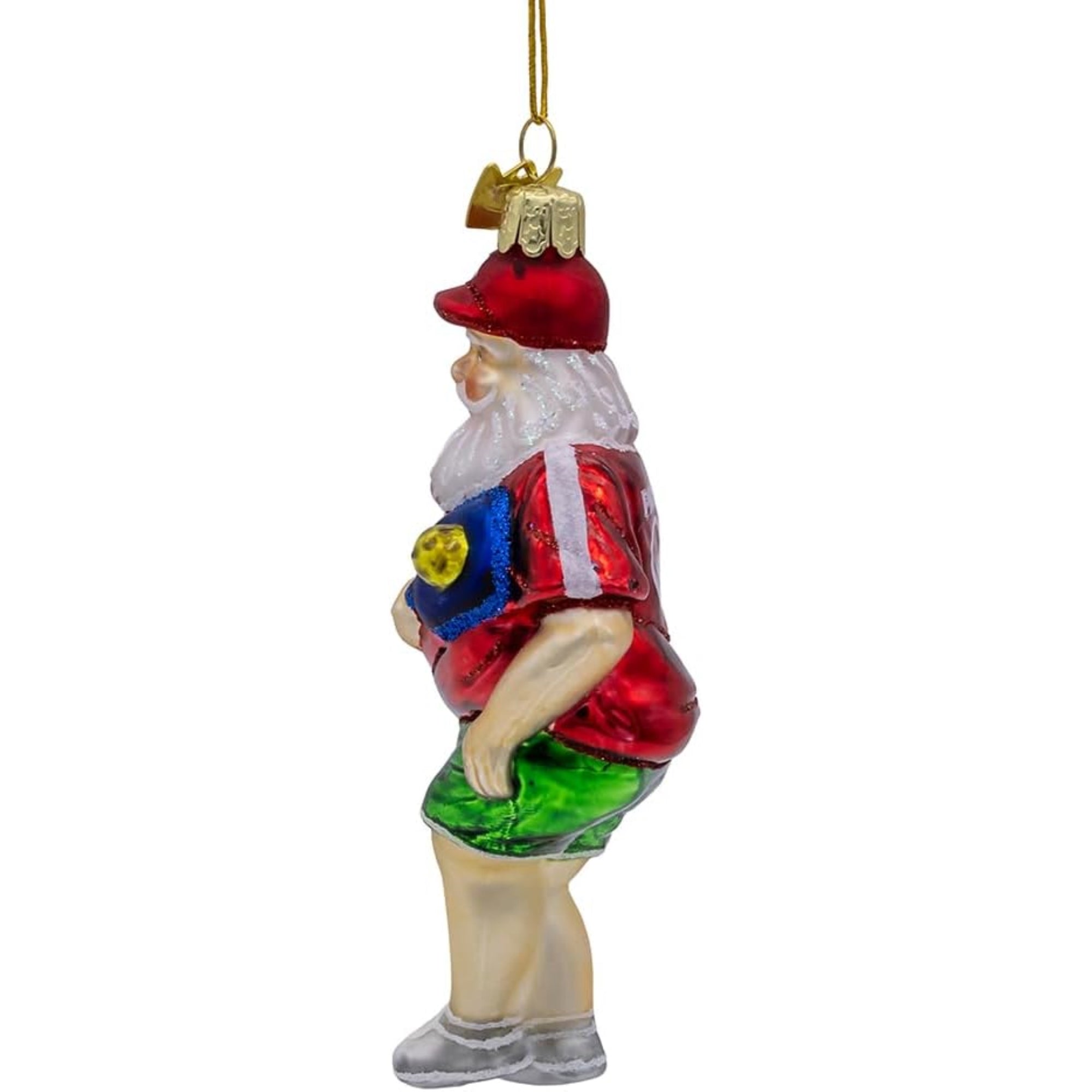 Kurt Adler Nobel Gems Collection Glass Christmas Ornament, Pickleball Santa