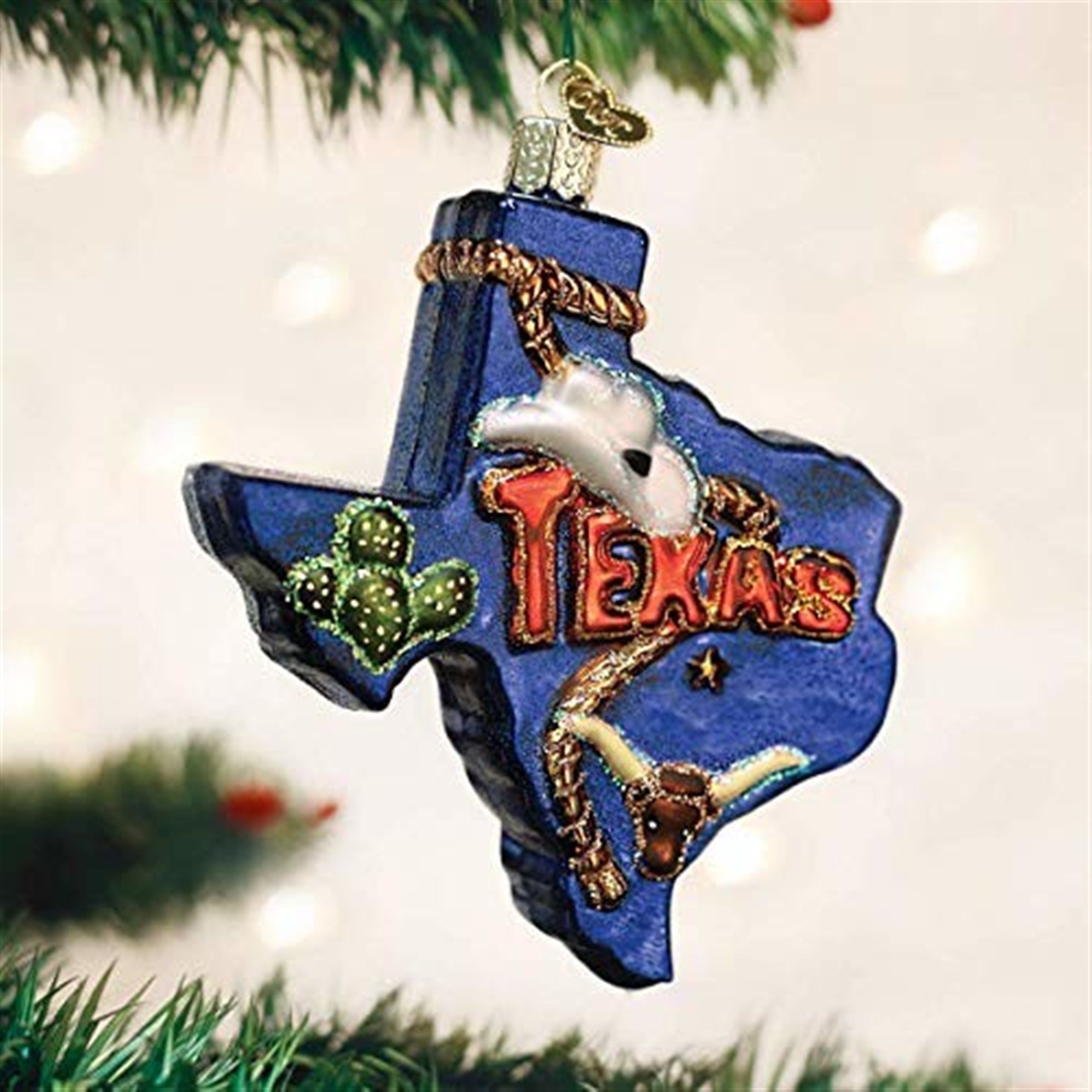 Old World Christmas Blown Glass Ornament for Christmas Tree, State of Texas