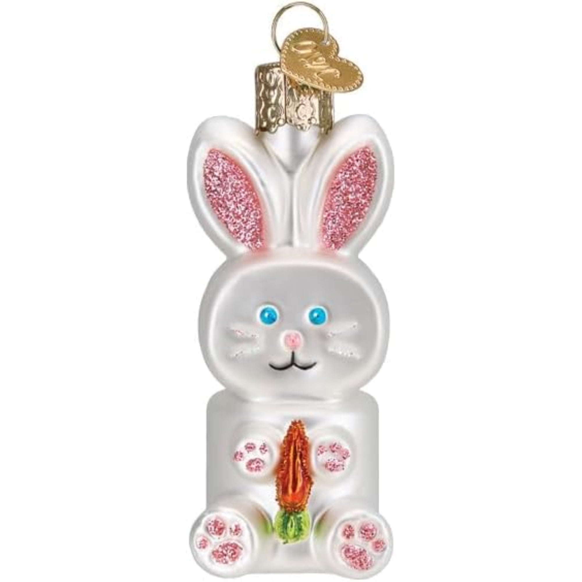 Old World Christmas Blown Glass Ornament for Christmas Tree, Marshmallow Bunny (with OWC Gift Box)